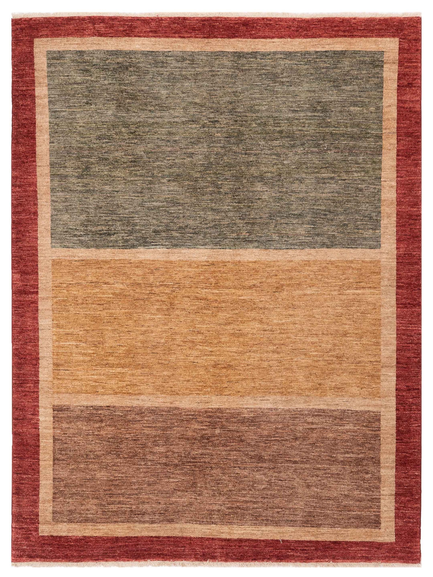 Bahar Contemporary Modern Geometric Handspun Wool Handmade Hand Knotted One of a Kind Area Rug