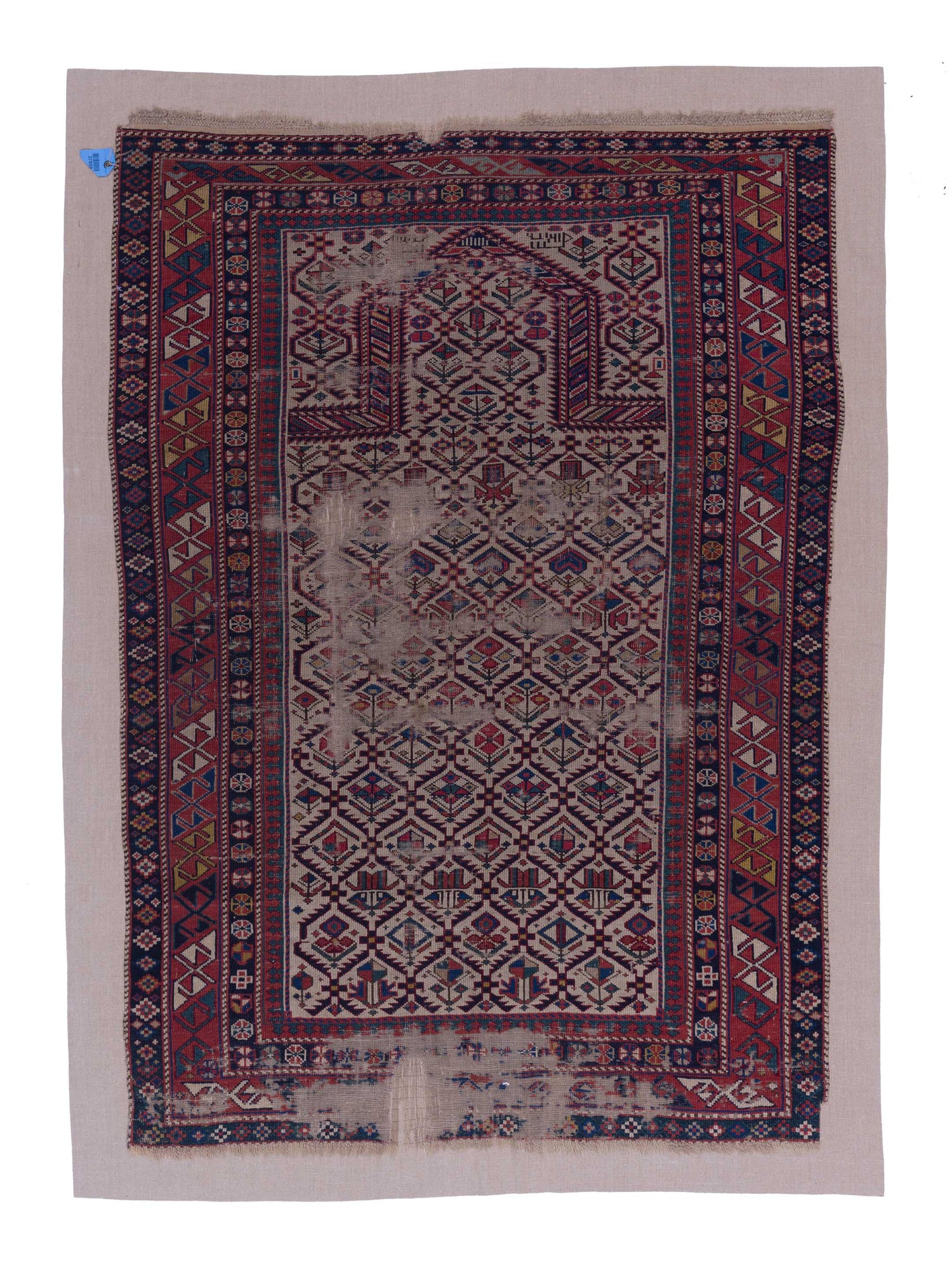 Antique Caucasian Traditional Wool Antique Handmade Hand Knotted One of a Kind Area Rug