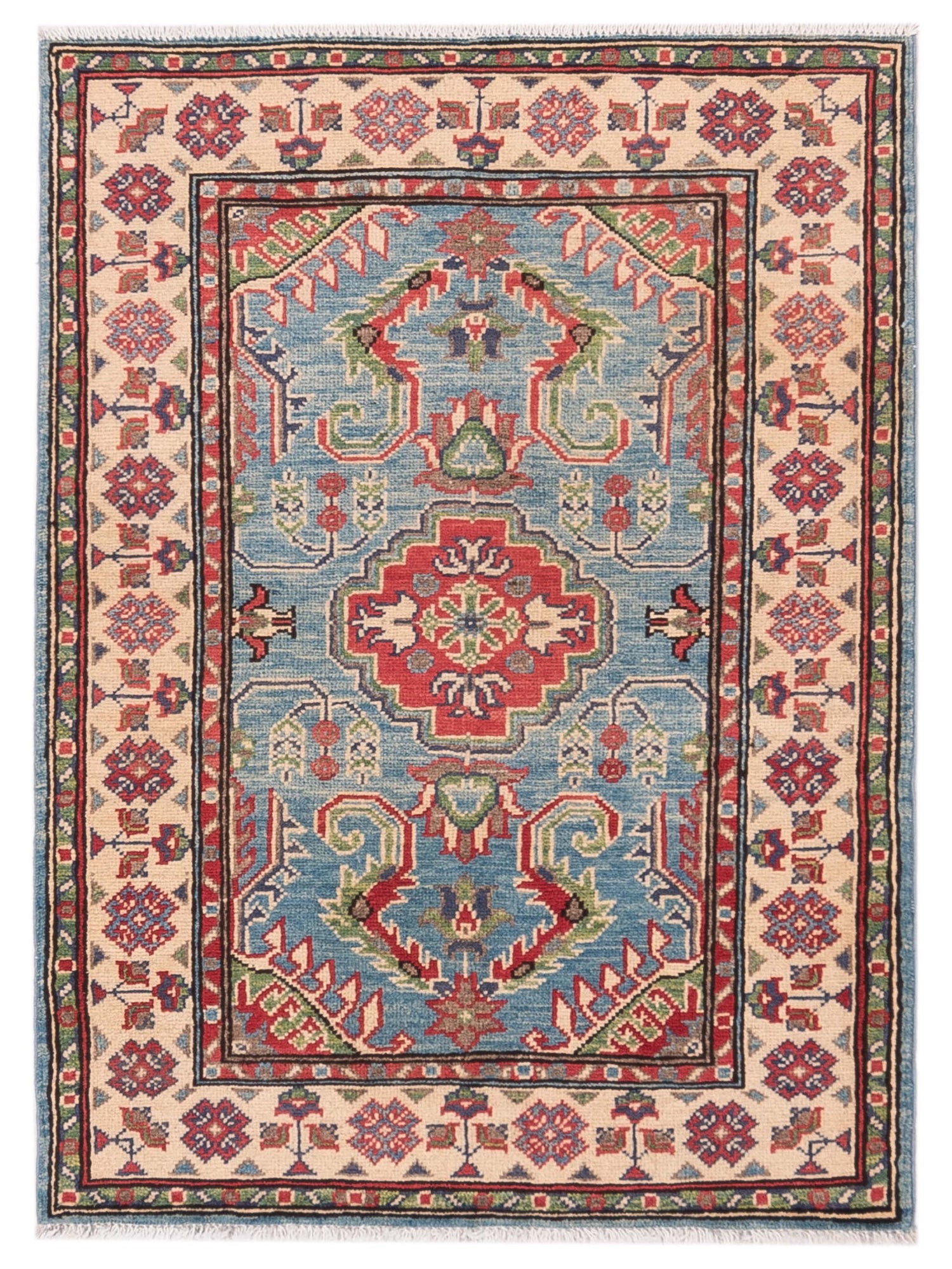 Kazak Traditional Hand Spun Wool Handmade Hand Knotted One of a Kind Area Rug