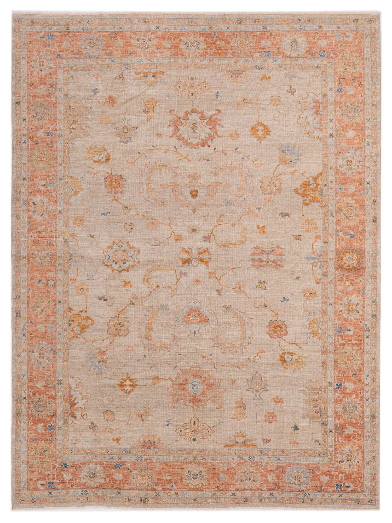 Angora Oushak Ushak Traditional Angora Wool Blend Turkish Handmade Hand Knotted One of a Kind Area Rug