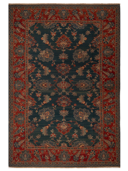 Pasha Transilvanian Kilim 62899 Blue Traditional Hand Woven Rug