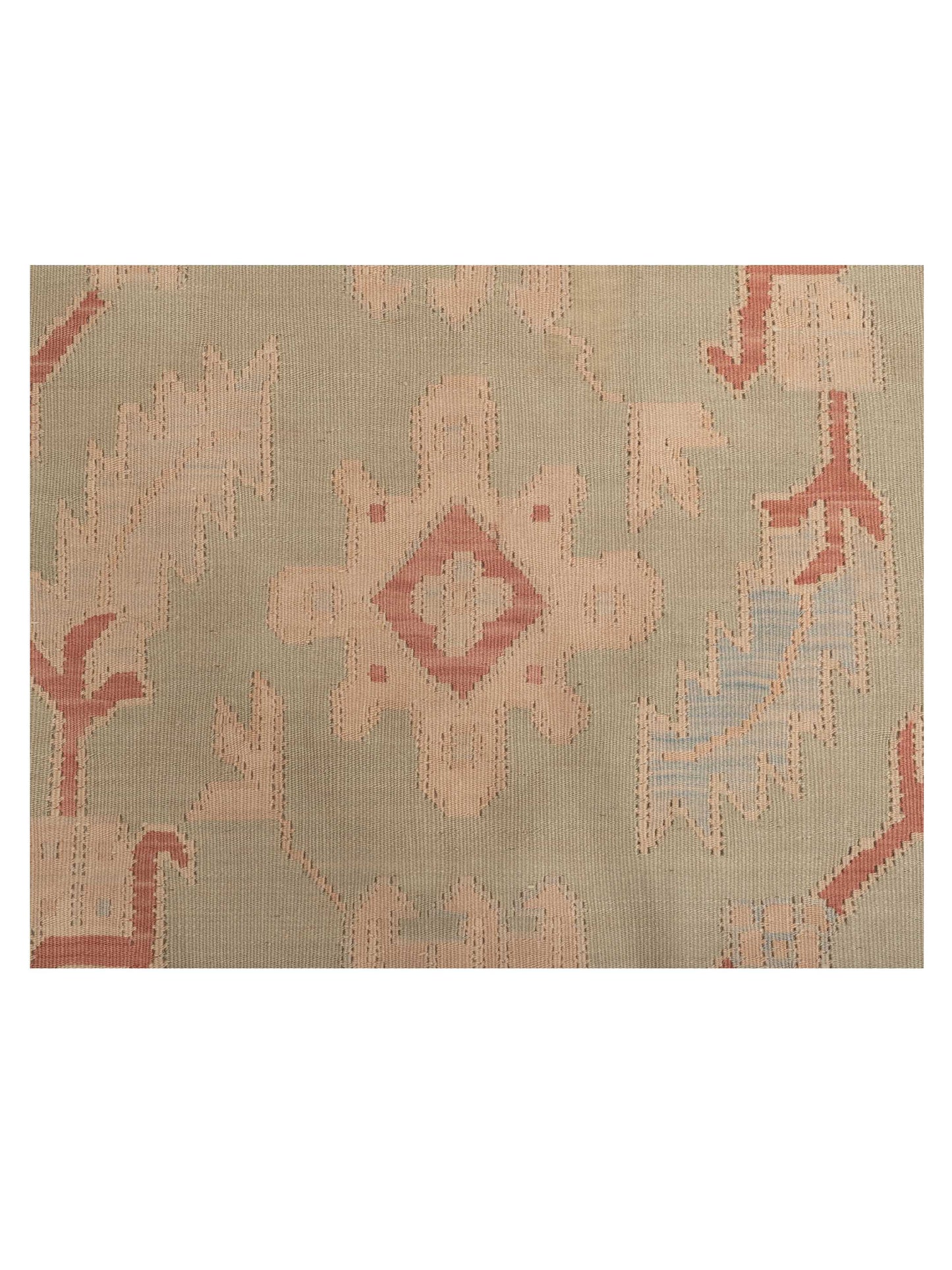 Pasha Transilvanian Kilim 64872 Green Beige Traditional Hand Woven Rug