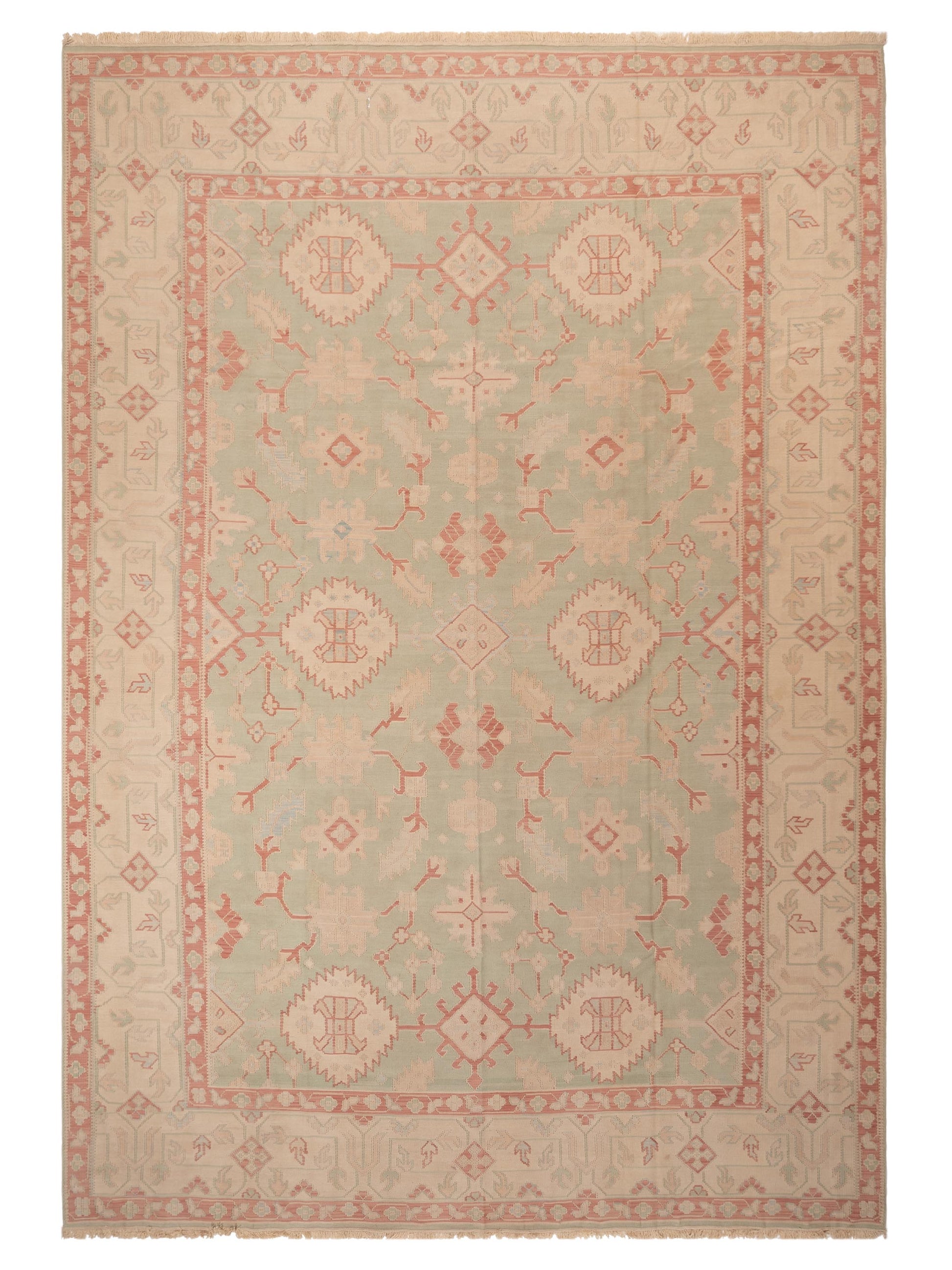 Pasha Transilvanian Kilim 64872 Green Traditional Hand Woven Rug