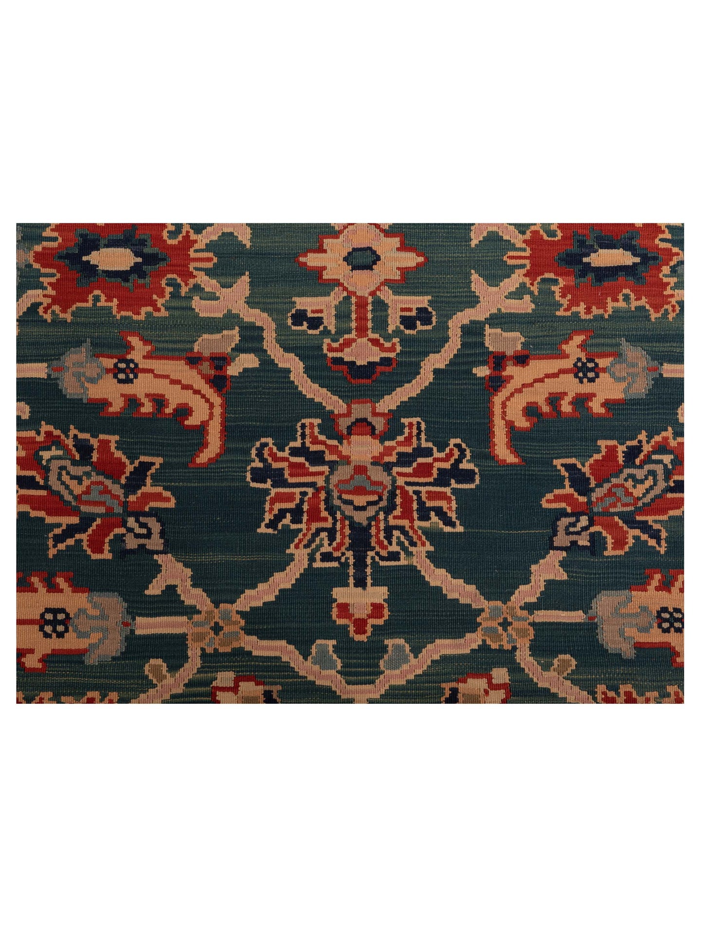 Pasha Transilvanian Kilim 67378 Blue Red Traditional Hand Woven Rug