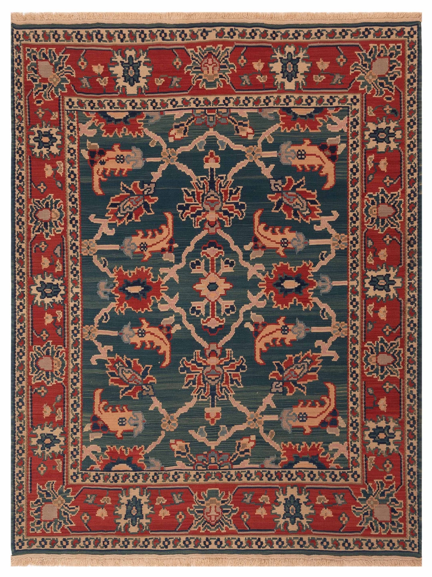 Pasha Transilvanian Kilim 67378 Blue Traditional Hand Woven Rug