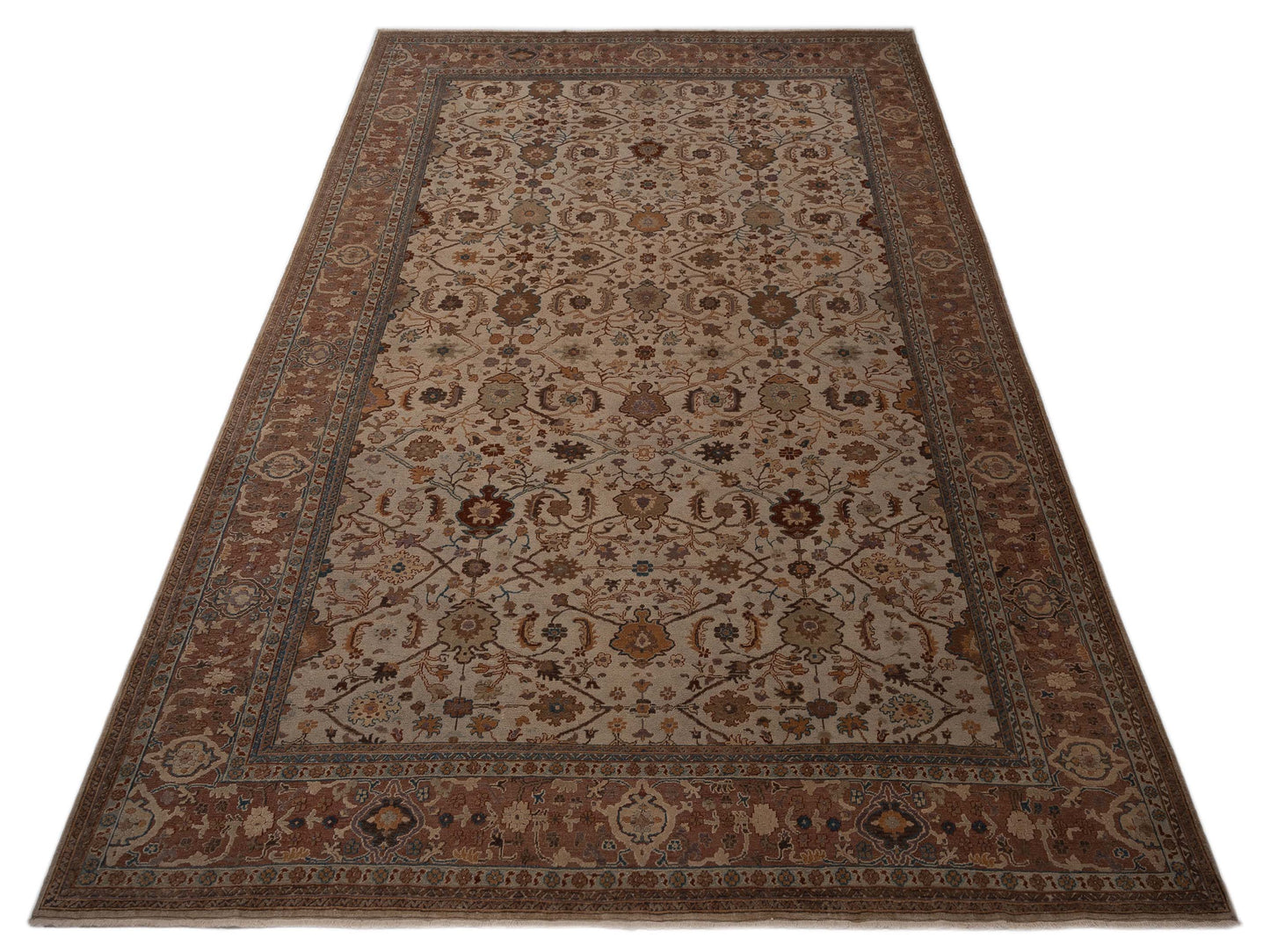 Pasha Turkish Elvan 71483 Ivory Brown Traditional Hand Knotted Rug