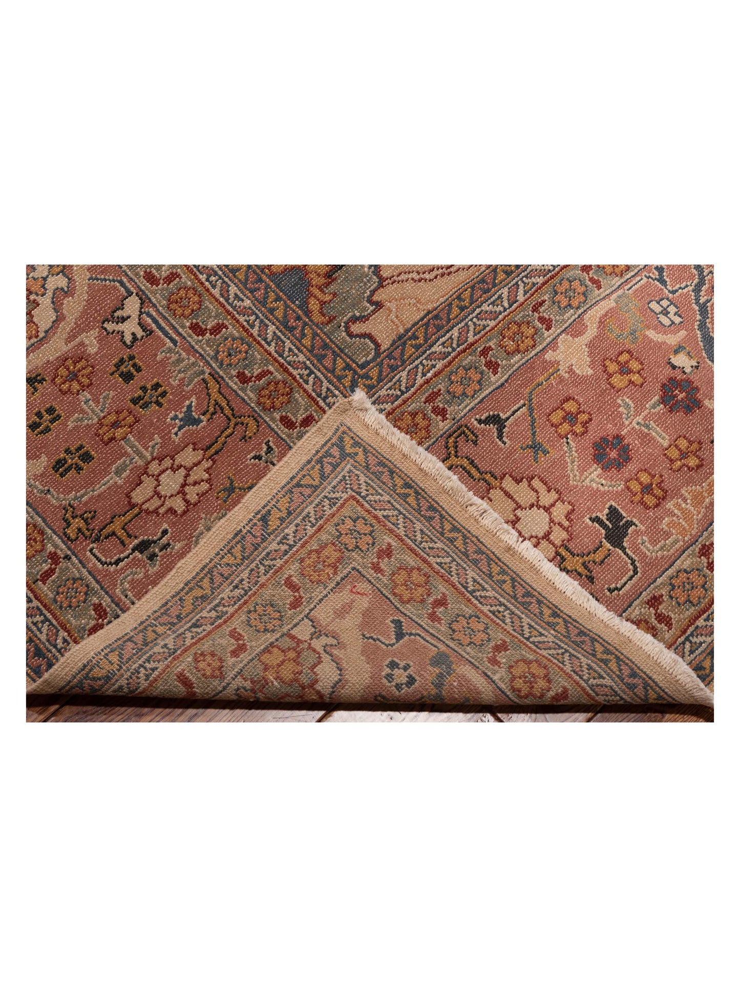 Pasha Turkish Elvan Maile Beige Pink Traditional Hand Knotted Rug