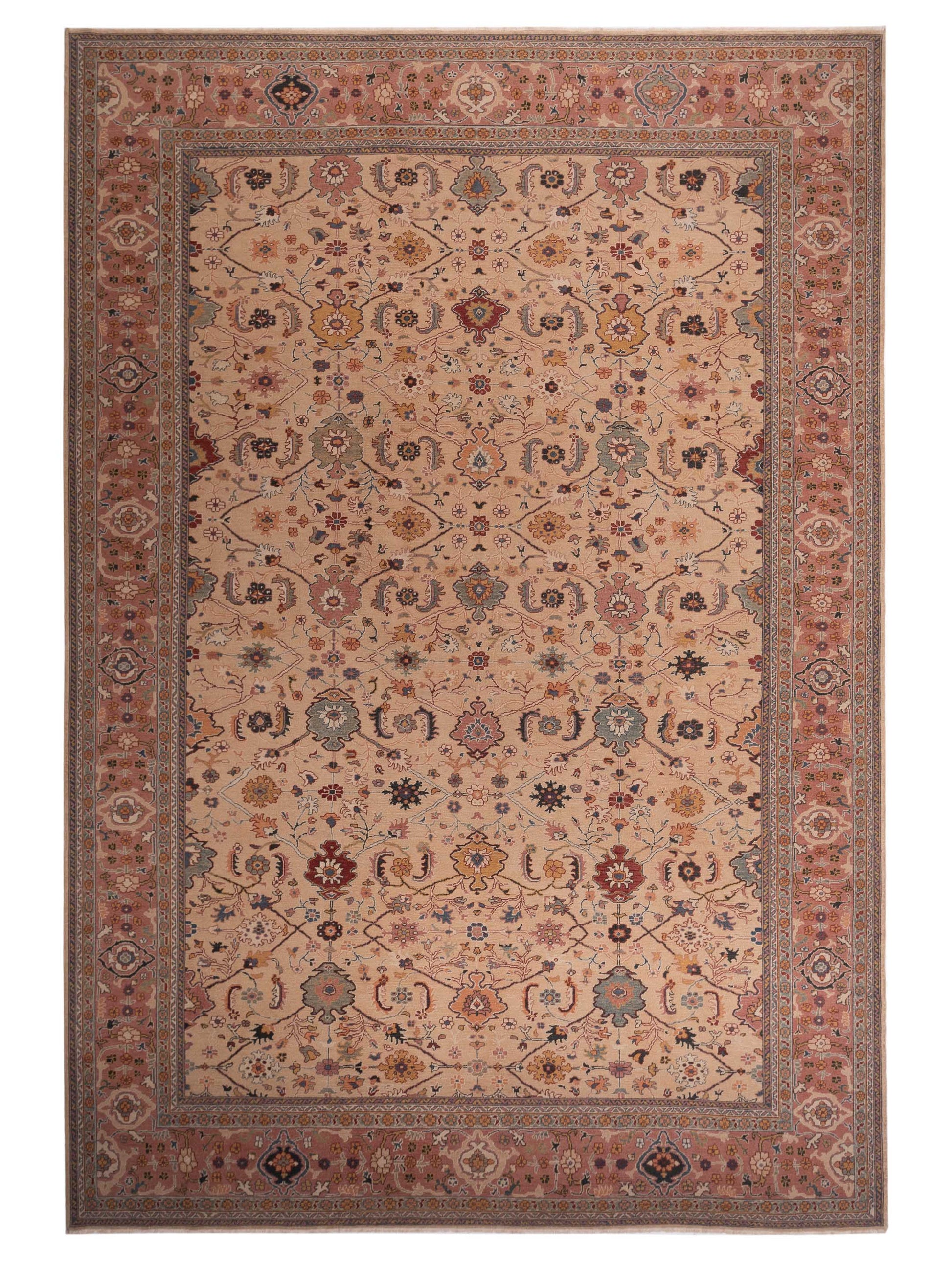 Pasha Turkish Elvan Maile Beige Traditional Hand Knotted Rug