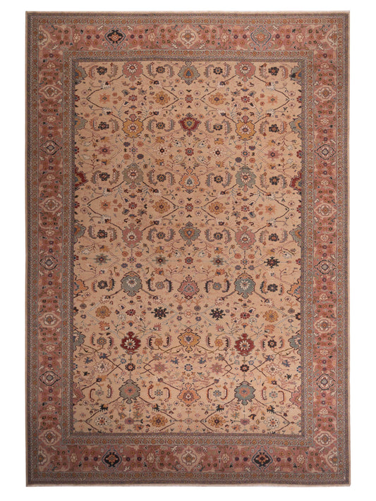 Pasha Turkish Elvan Maile Beige Traditional Hand Knotted Rug