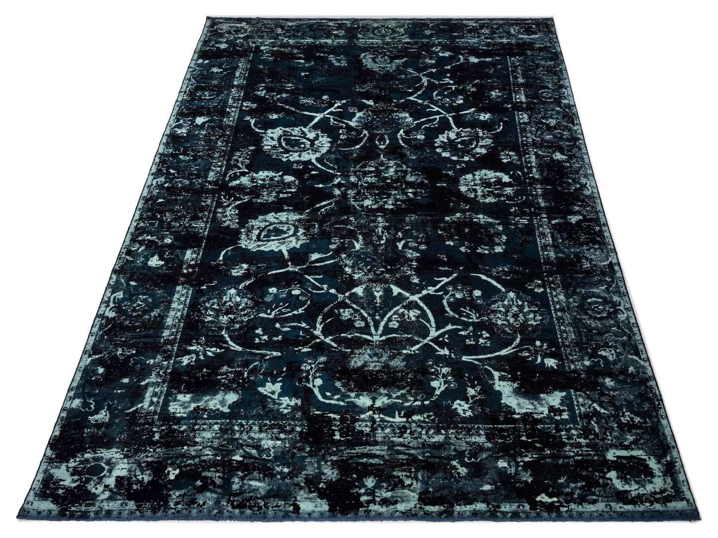 Pasha Vintage 72046 Teal Blue  Contemporary Hand Knotted Rug