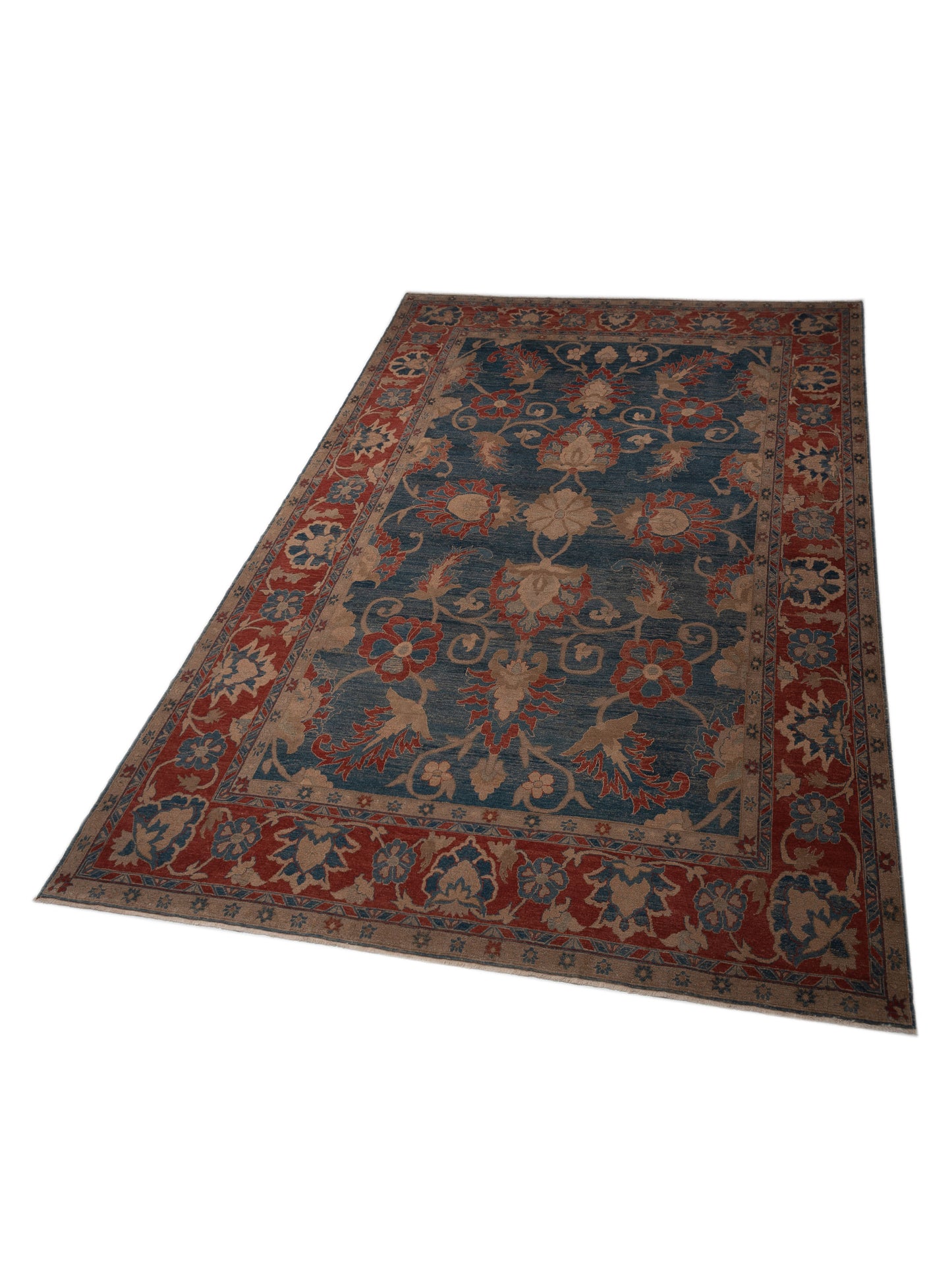 Pasha Turkish Elvan 73594 Blue Red Traditional Hand Knotted Rug