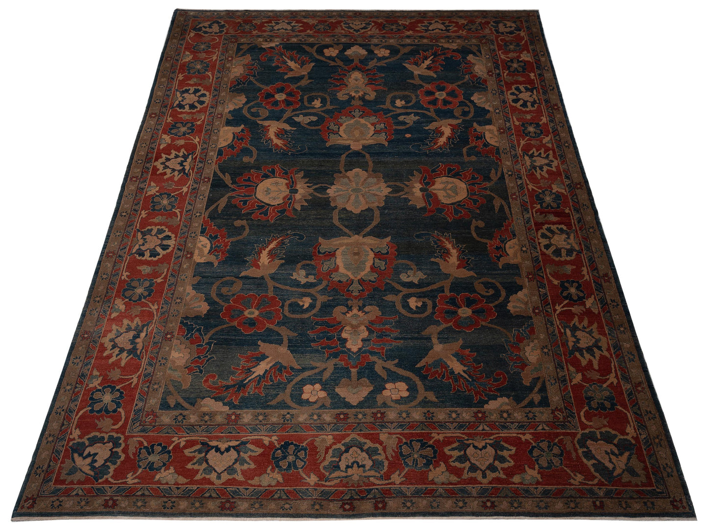 Pasha Turkish Elvan 73603 Blue Rust Traditional Hand Knotted Rug