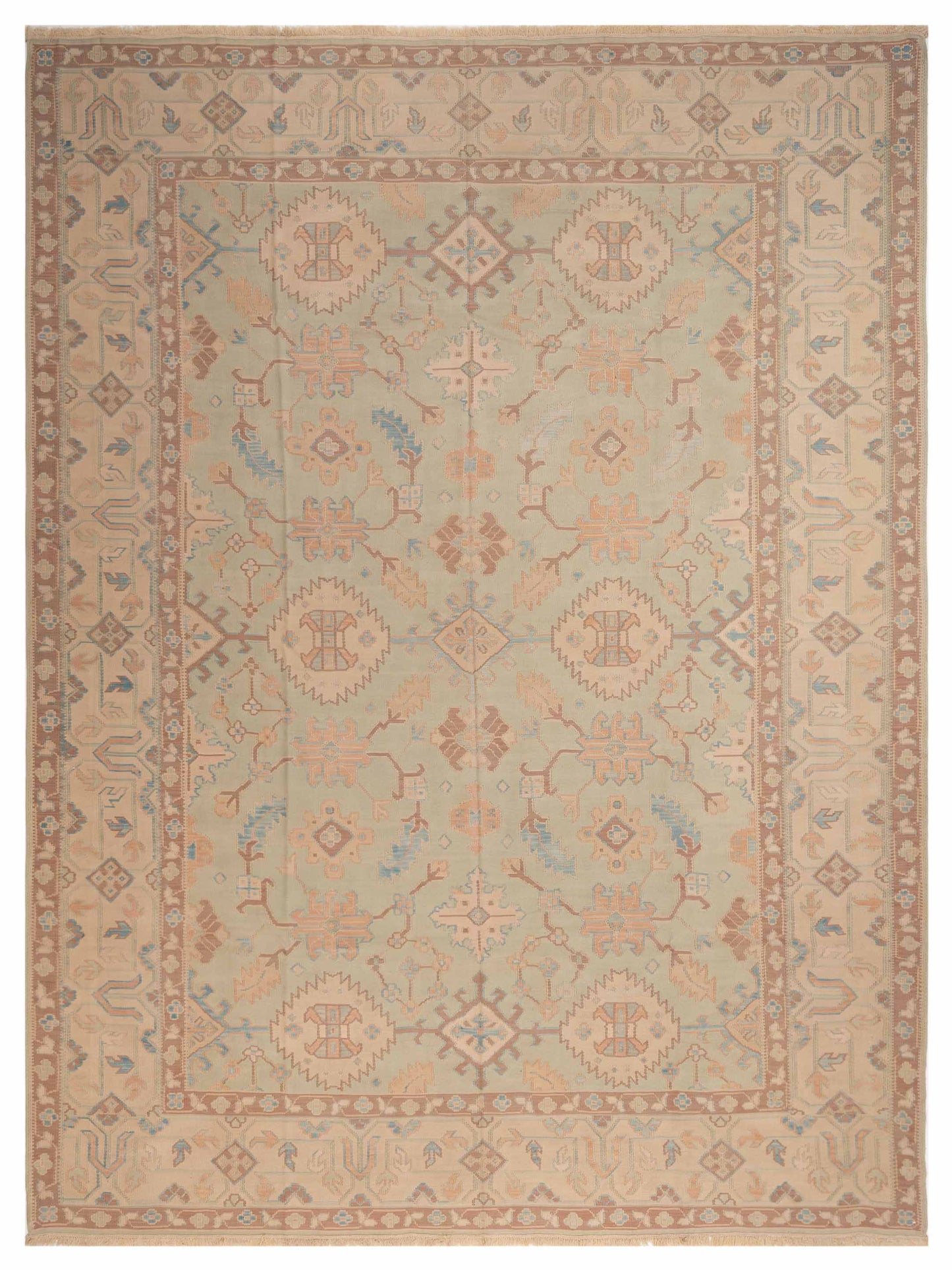 Pasha Transilvanian Kilim 73797 Green Traditional Hand Woven Rug