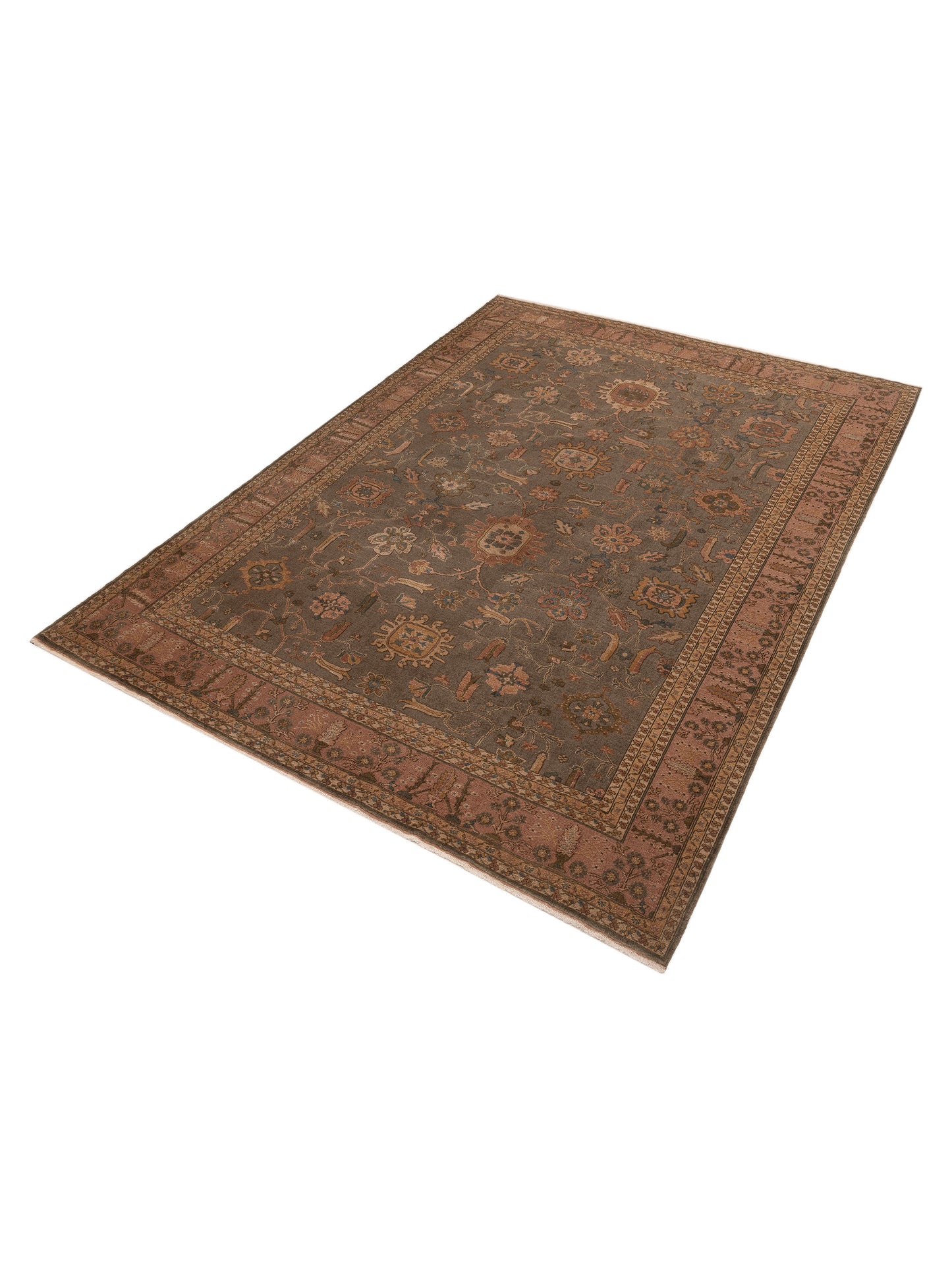 Pasha Turkish Elvan 75299 Sage Green Copper Traditional Hand Knotted Rug