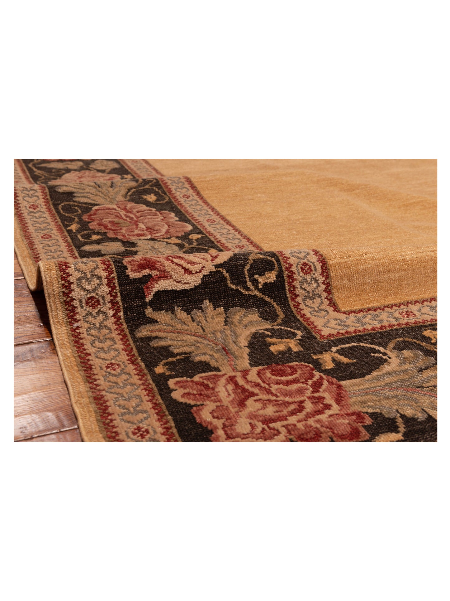 Pasha Turkish Elvan Firuz Gold Black Traditional Hand Knotted Rug