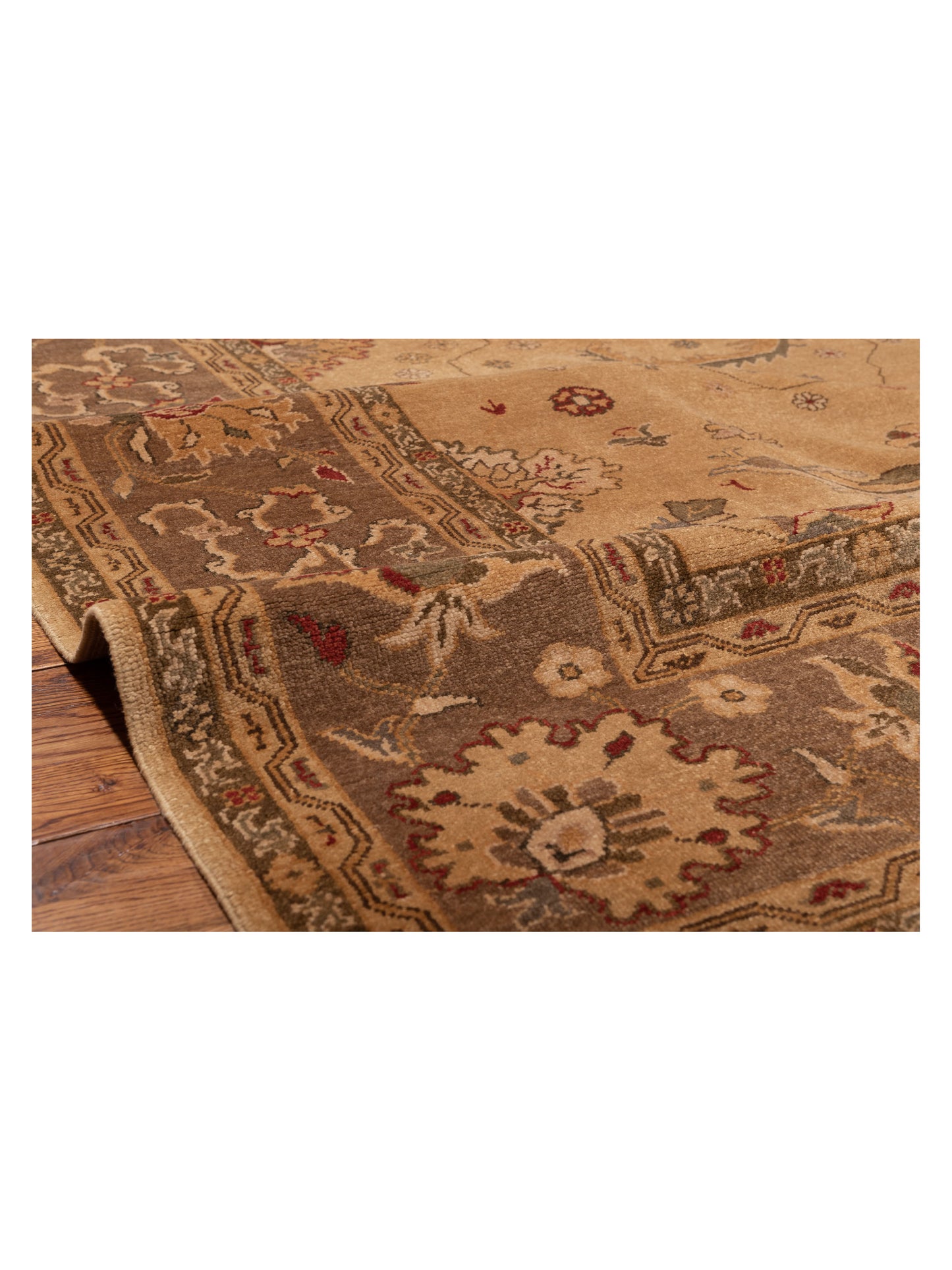 Pasha Turkish Elvan Zerya Camel Brown Traditional Hand Knotted Rug