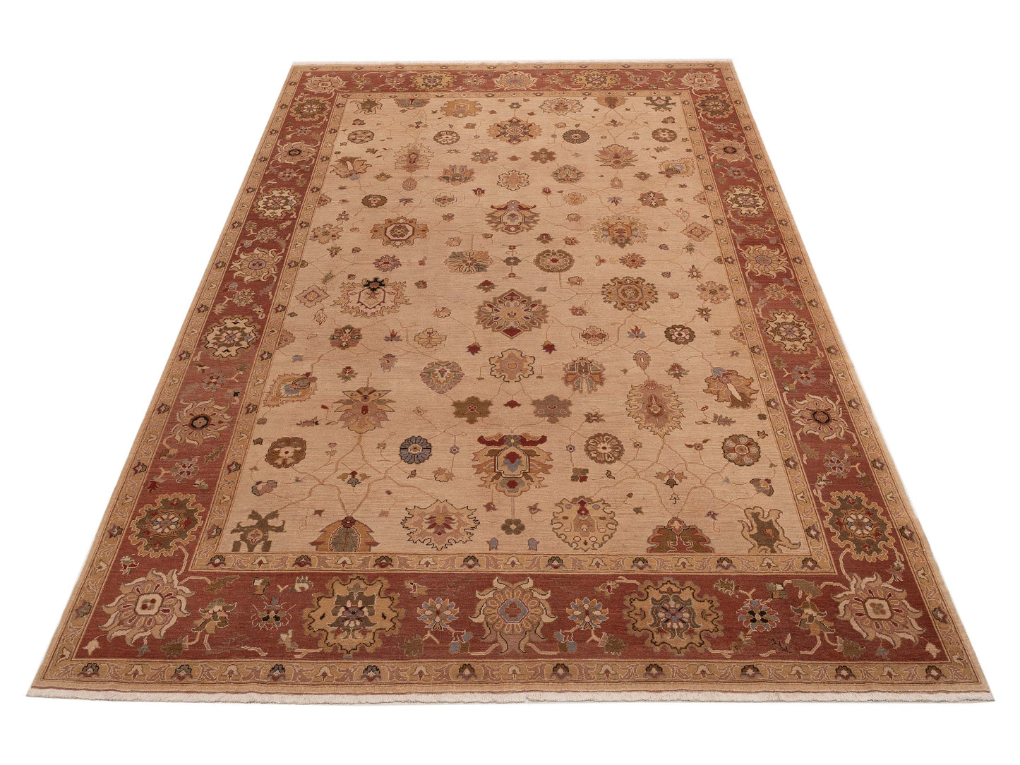 Pasha Turkish Elvan 79241 Beige Rust Traditional Hand Knotted Rug