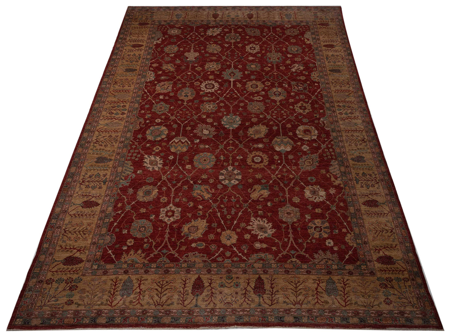 Pasha Elvan Turku Red Gold Traditional Hand Knotted Rug