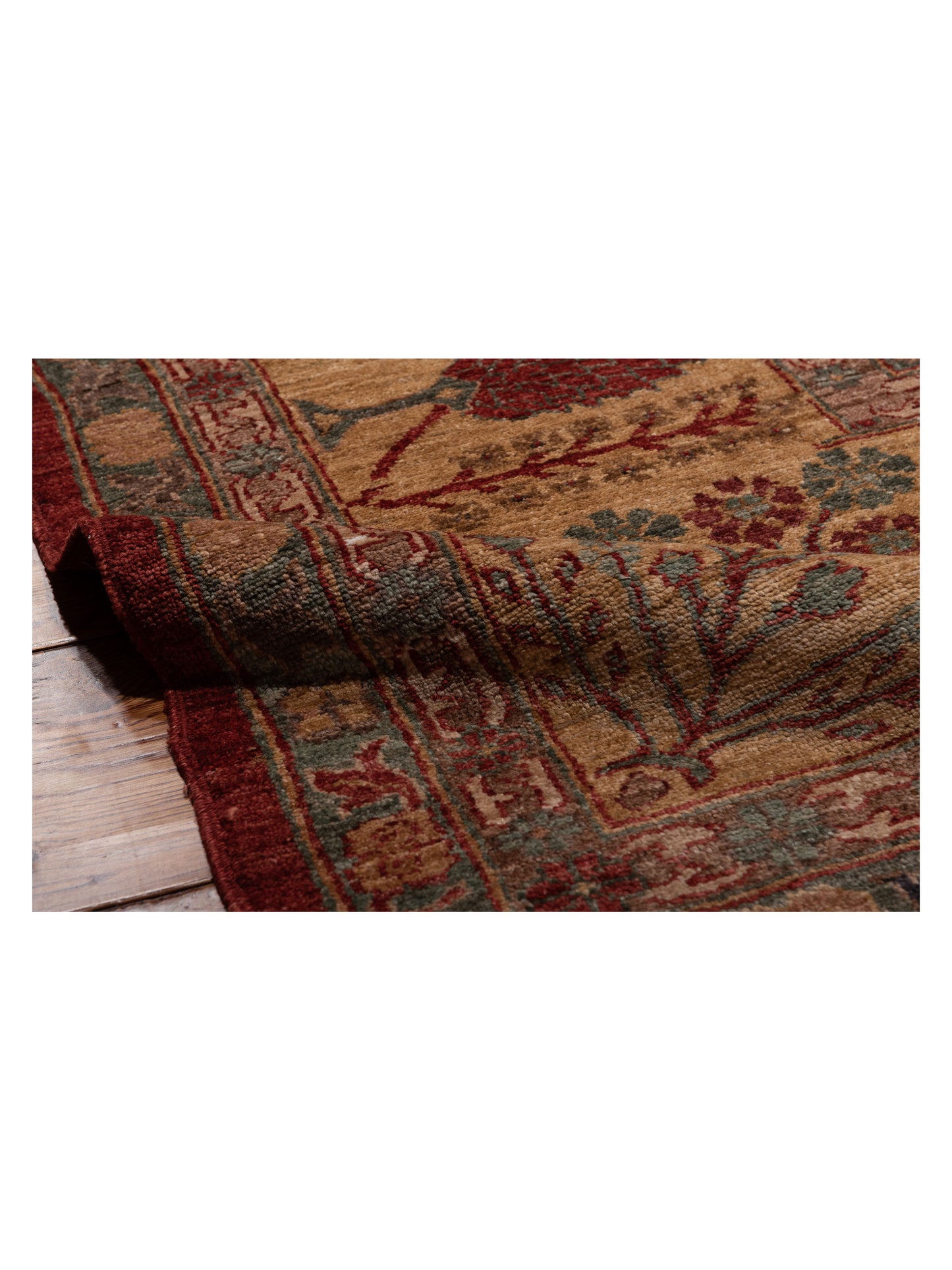 Pasha Elvan Turku Red Gold Traditional Hand Knotted Rug