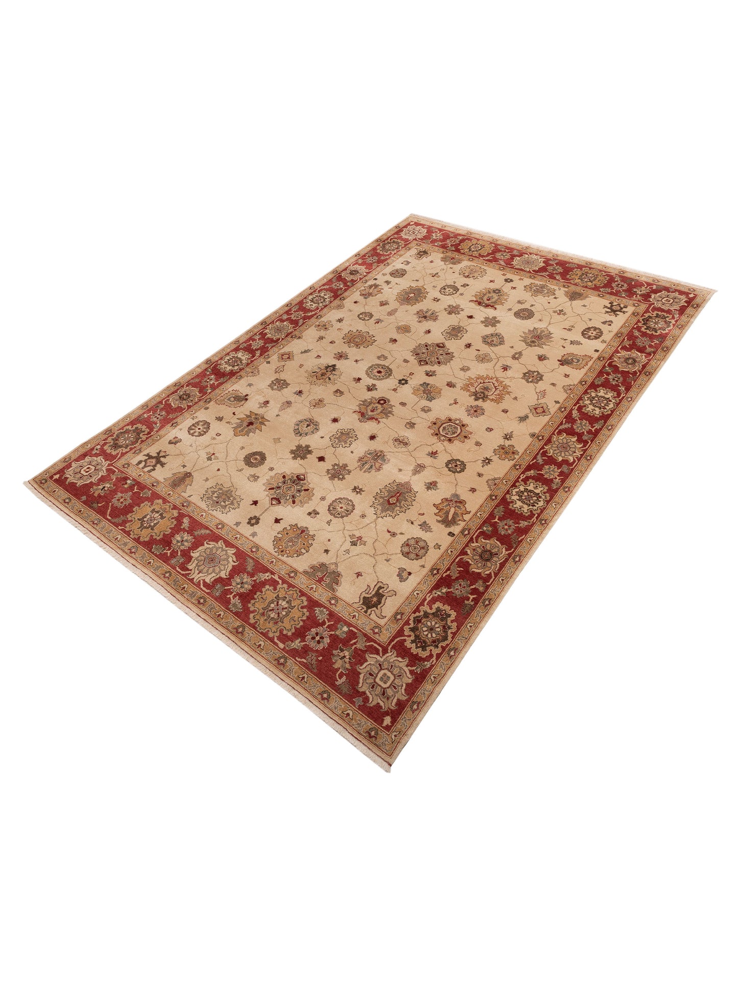 Pasha Turkish Elvan 79478 Ivory Red Traditional Hand Knotted Rug