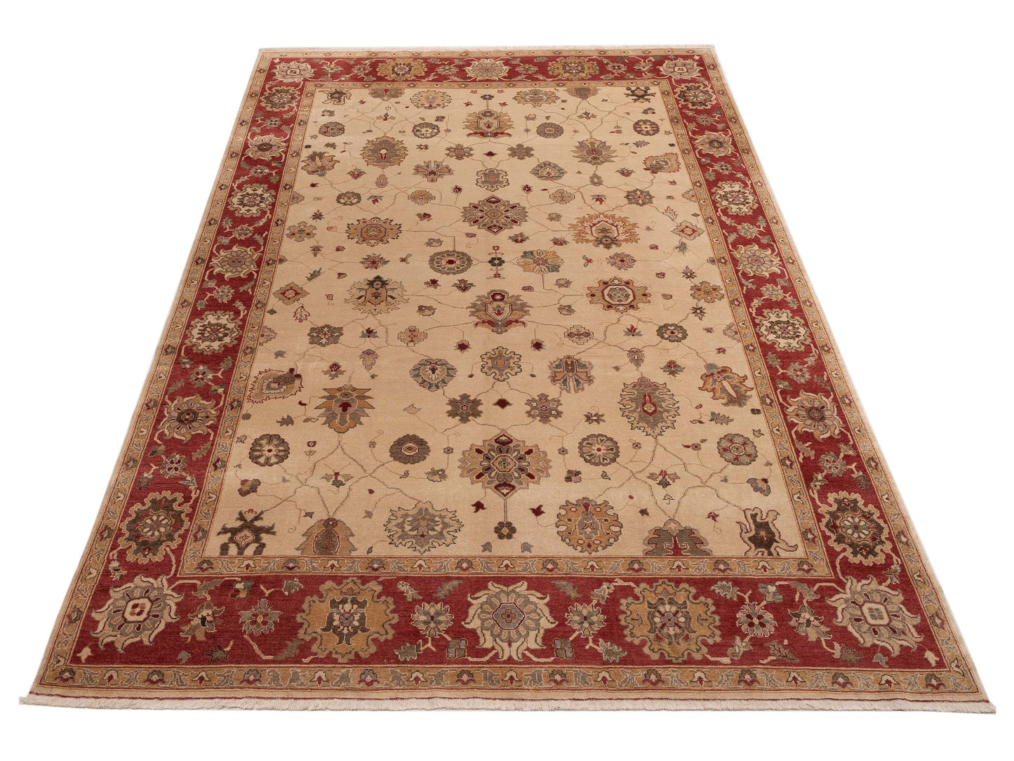 Pasha Turkish Elvan 79478 Ivory Red Traditional Hand Knotted Rug