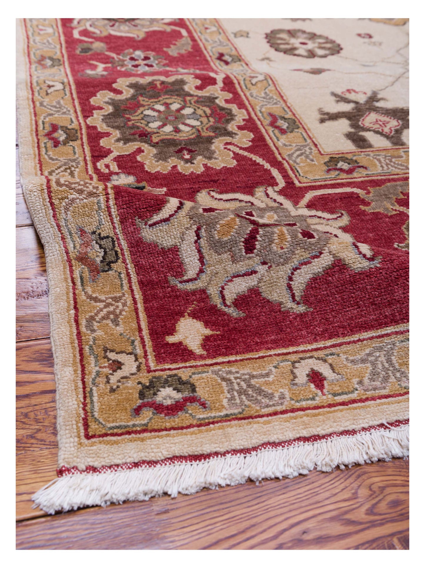 Pasha Turkish Elvan 79478 Ivory Red Traditional Hand Knotted Rug