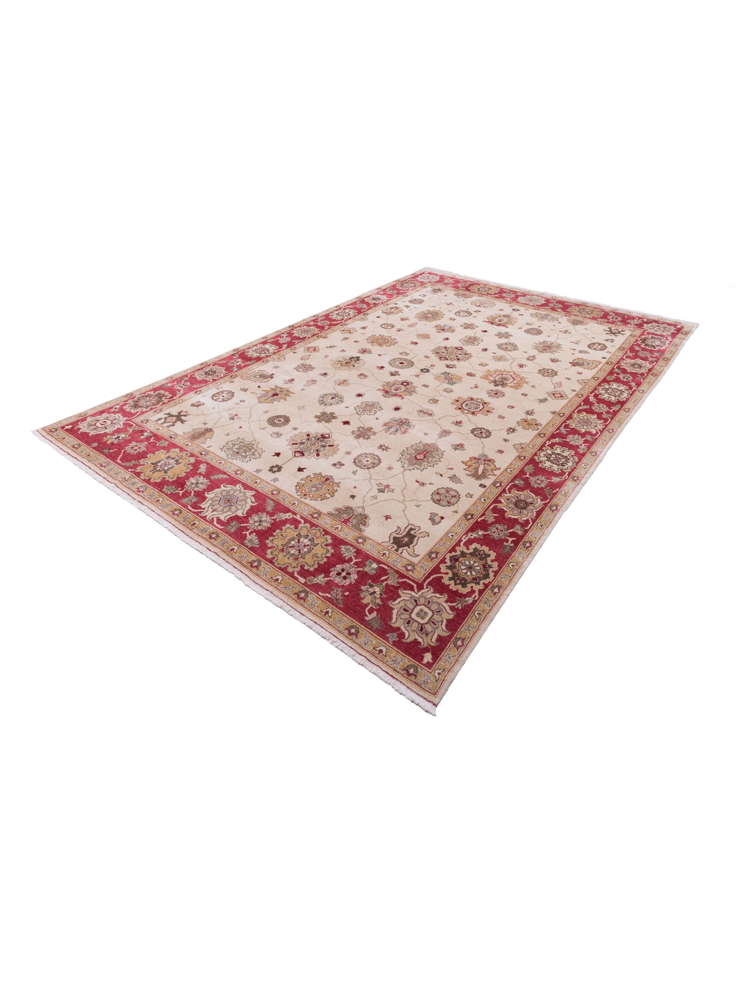 Pasha Turkish Elvan 79478 Ivory Red Traditional Hand Knotted Rug