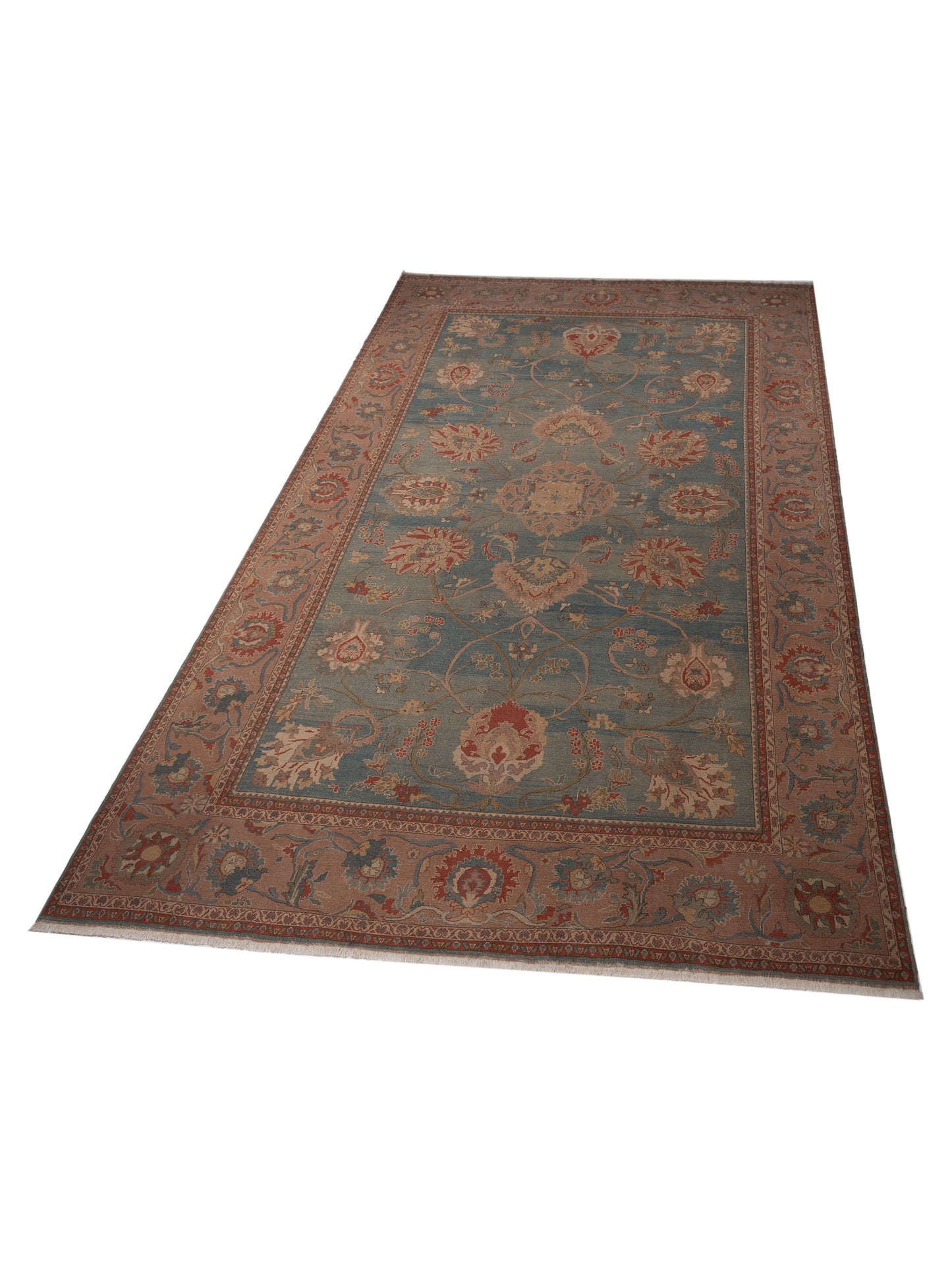 Pasha Turkish Elvan 79482 Blue Pink Traditional Hand Knotted Rug