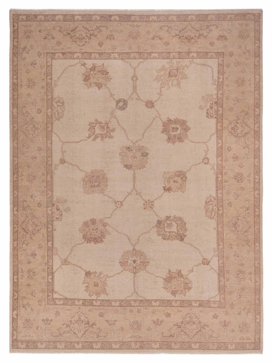 Pasha Authentic Oushak Gulperi Cream Transitional Hand Knotted Rug