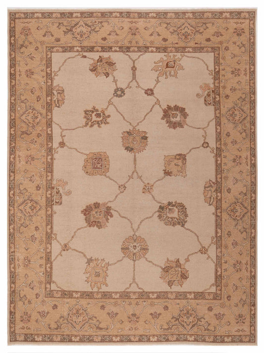 Pasha Authentic Oushak Gulperi Ivory Transitional Hand Knotted Rug