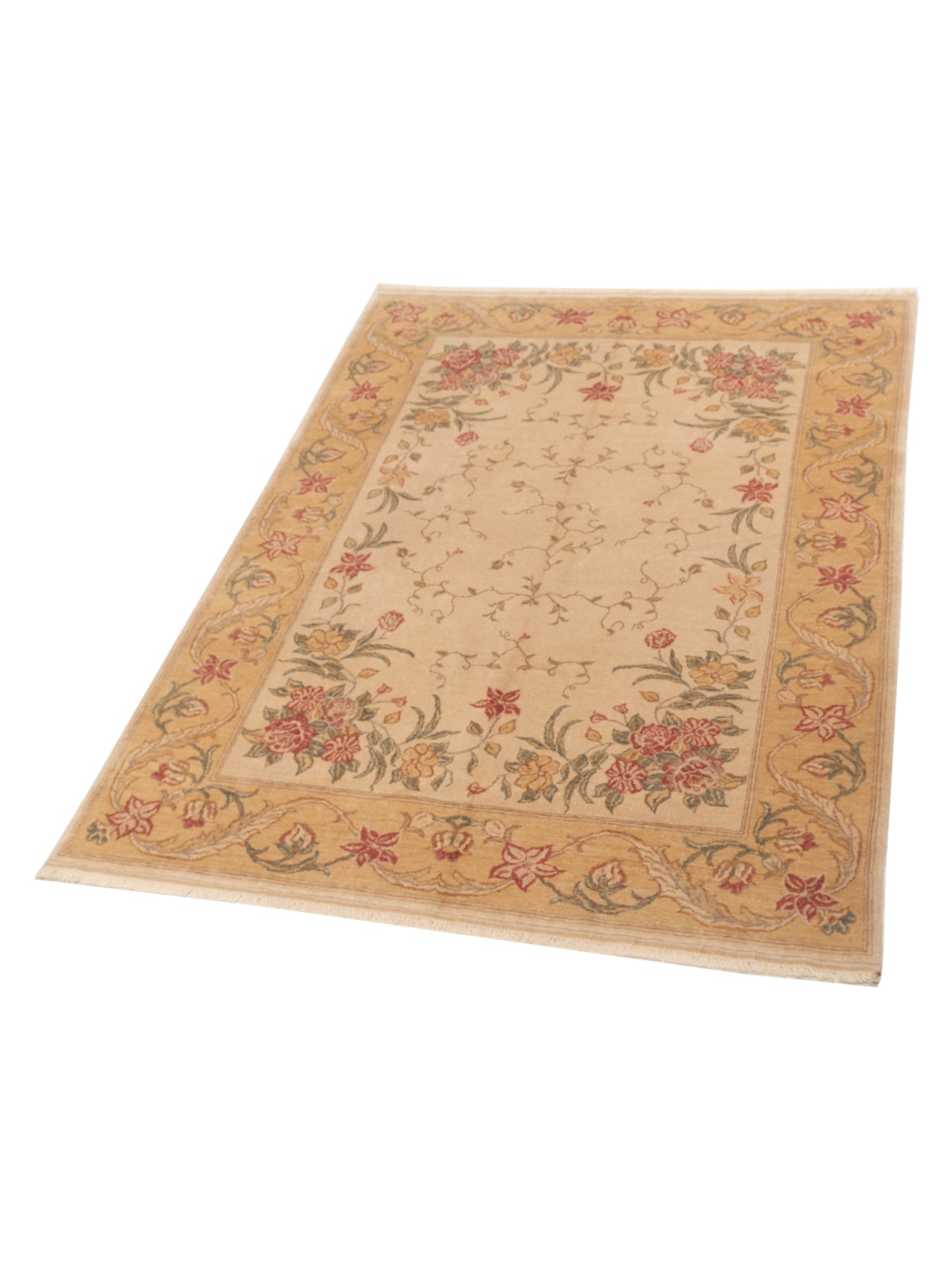 Pasha Antique Loom 82187 Ivory Gold Transitional Hand Knotted Rug