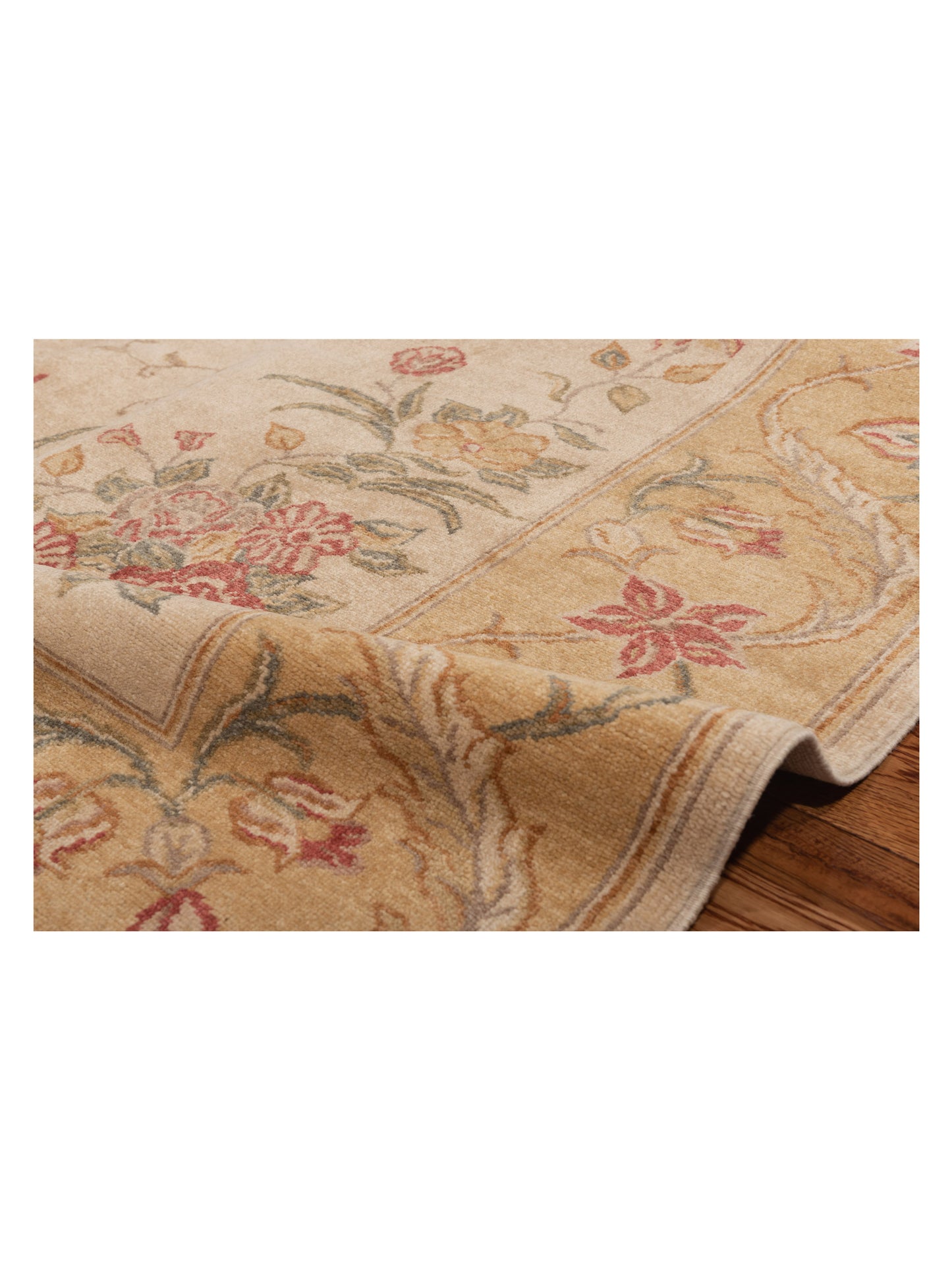 Pasha Antique Loom 82187 Ivory Gold Transitional Hand Knotted Rug