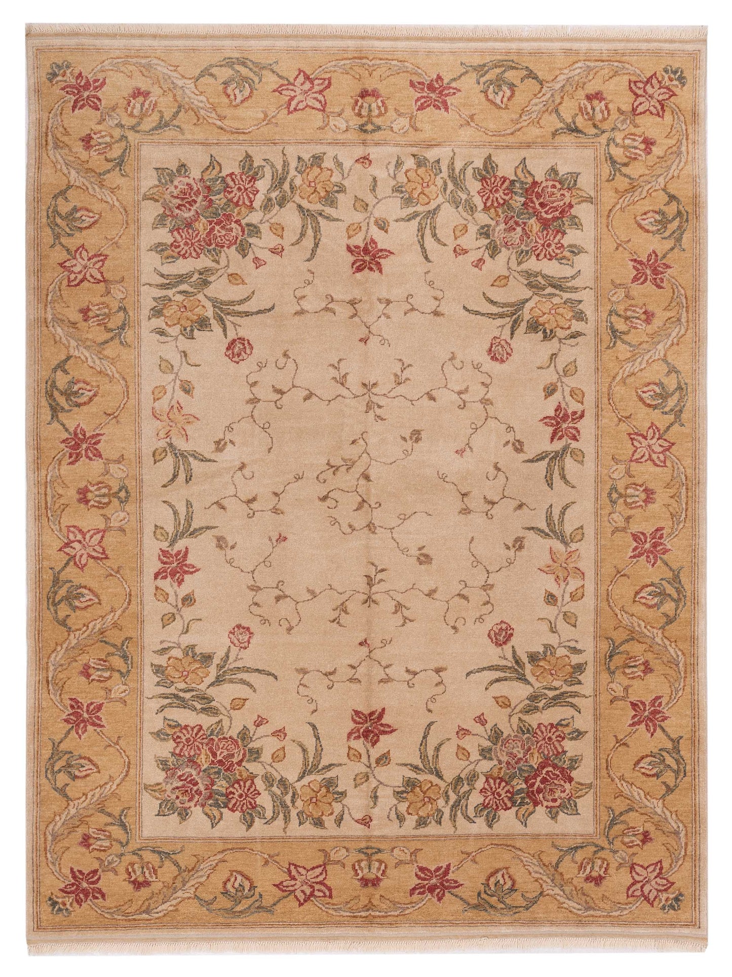 Pasha Antique Loom 82187 Ivory Transitional Hand Knotted Rug