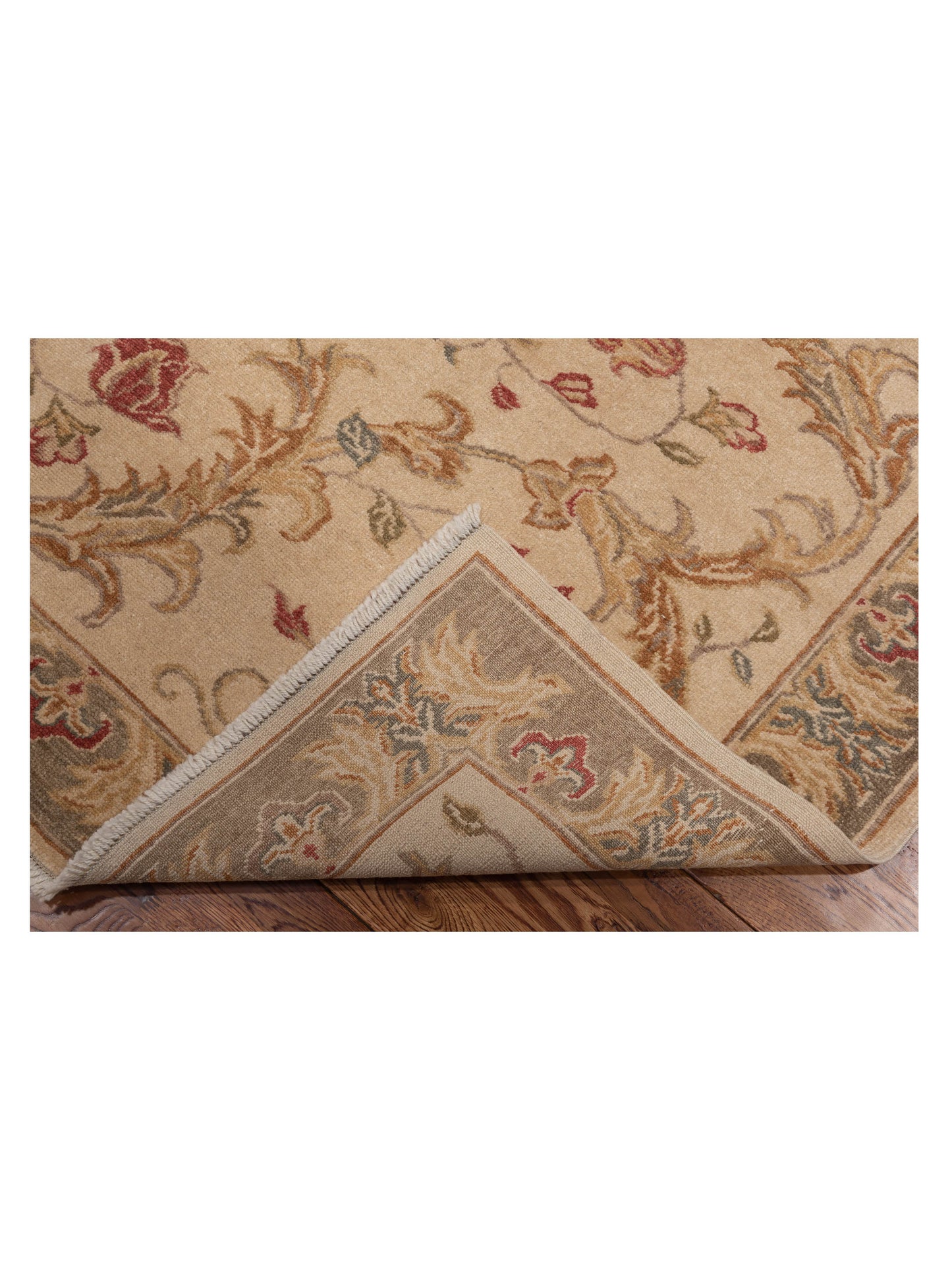 Pasha Antique Loom 82190 Ivory Green Transitional Hand Knotted Rug