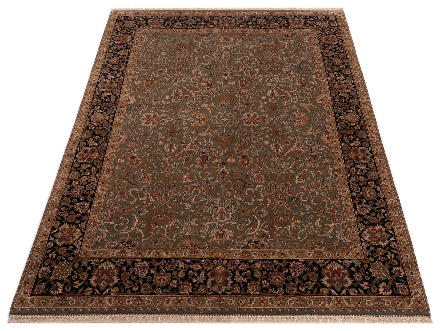 Rajpur Jahan 82394 Green Black Traditional Hand Knotted Rug