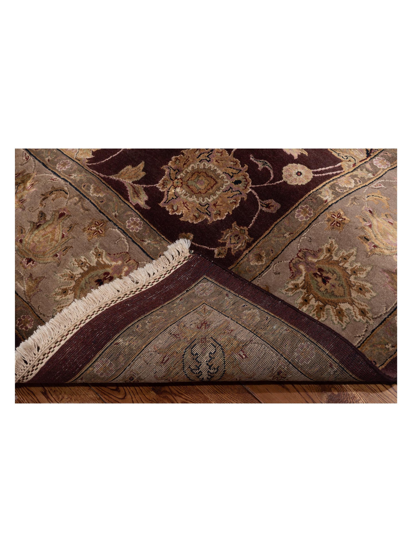 Rajpur Imperial Silk 82587 Plum Beige Transitional Hand Knotted Rug