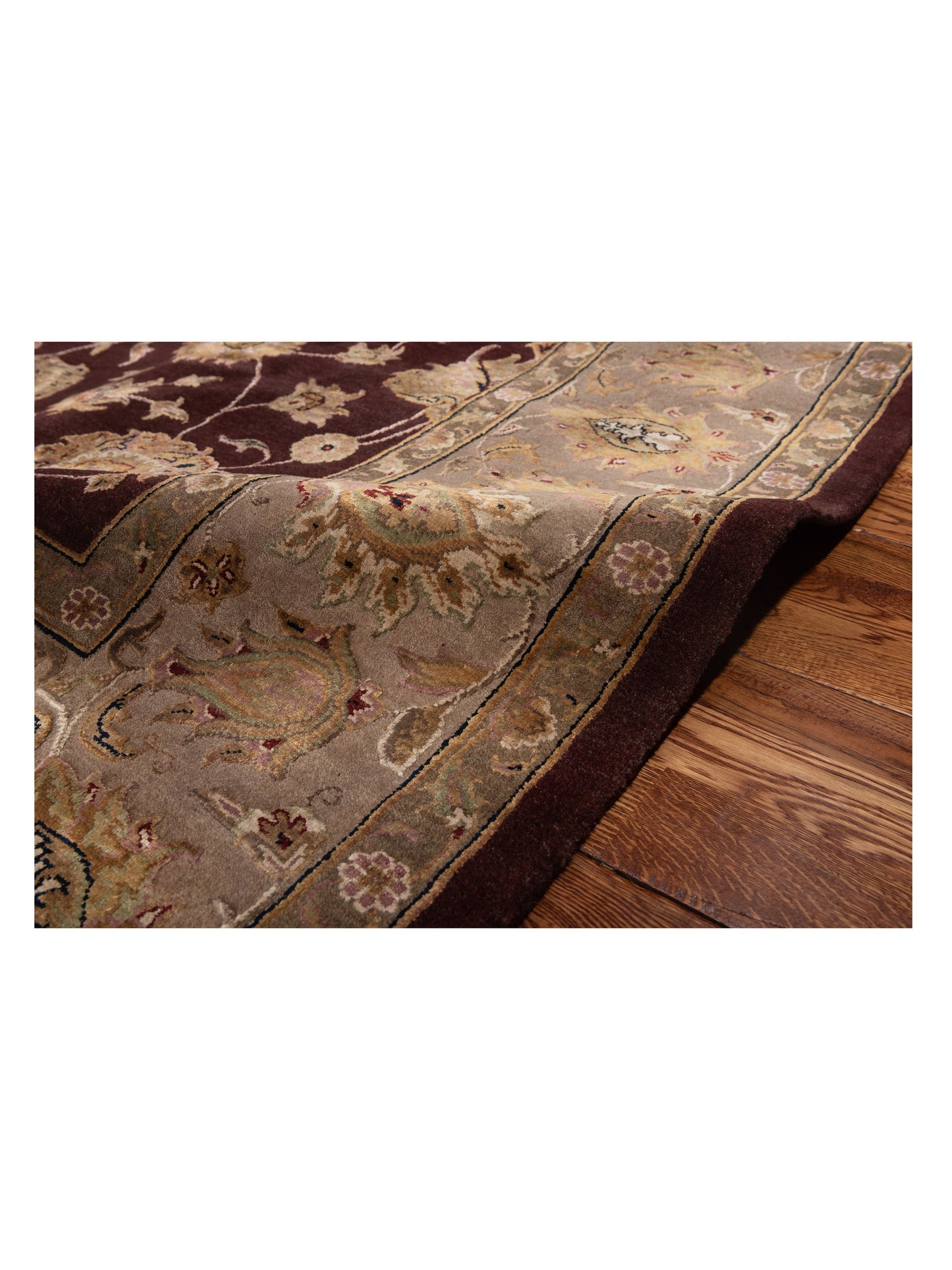 Rajpur Imperial Silk 82587 Plum Beige Transitional Hand Knotted Rug