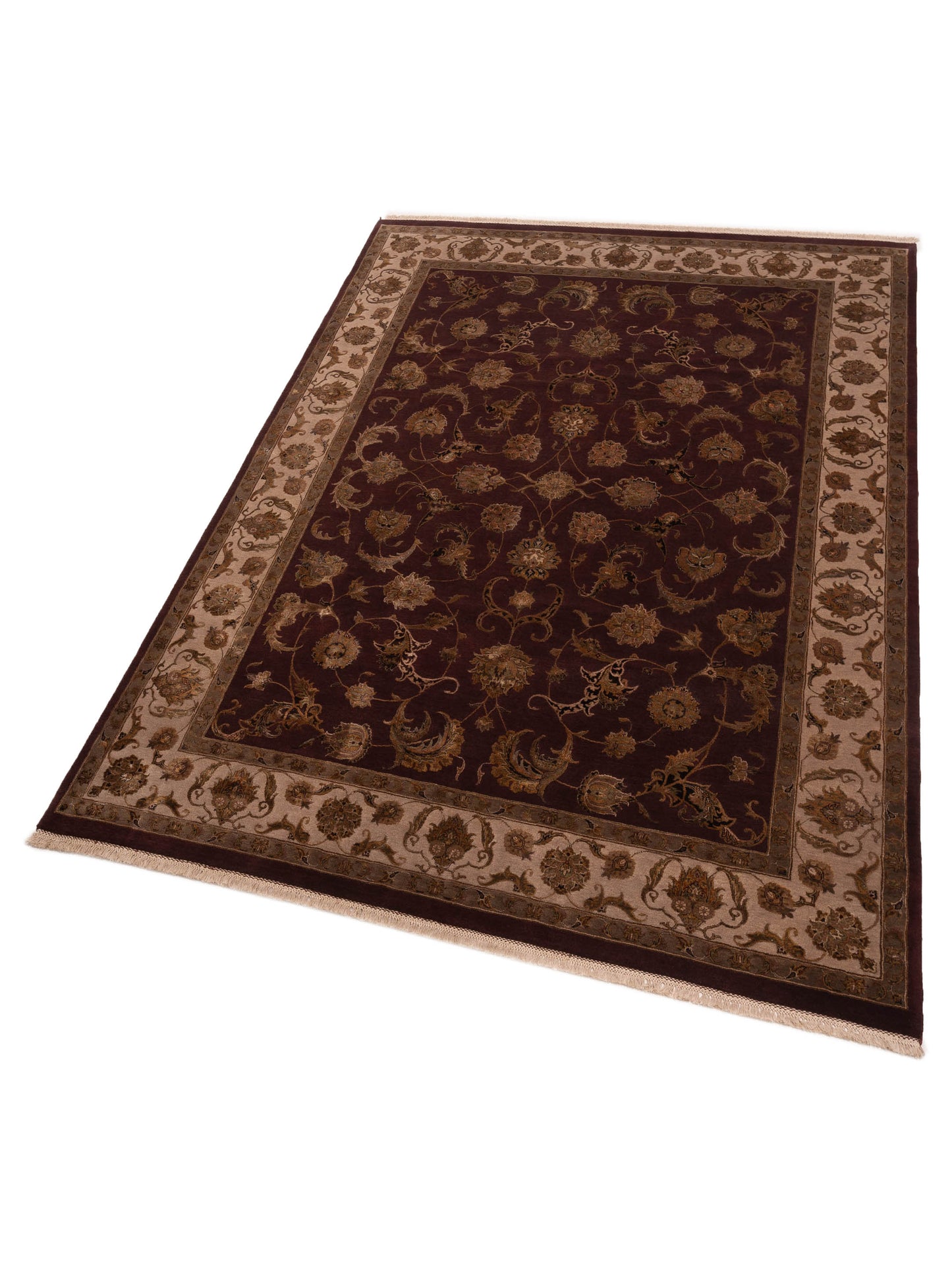 Rajpur Imperial Silk 82593 Plum Beige Transitional Hand Knotted Rug