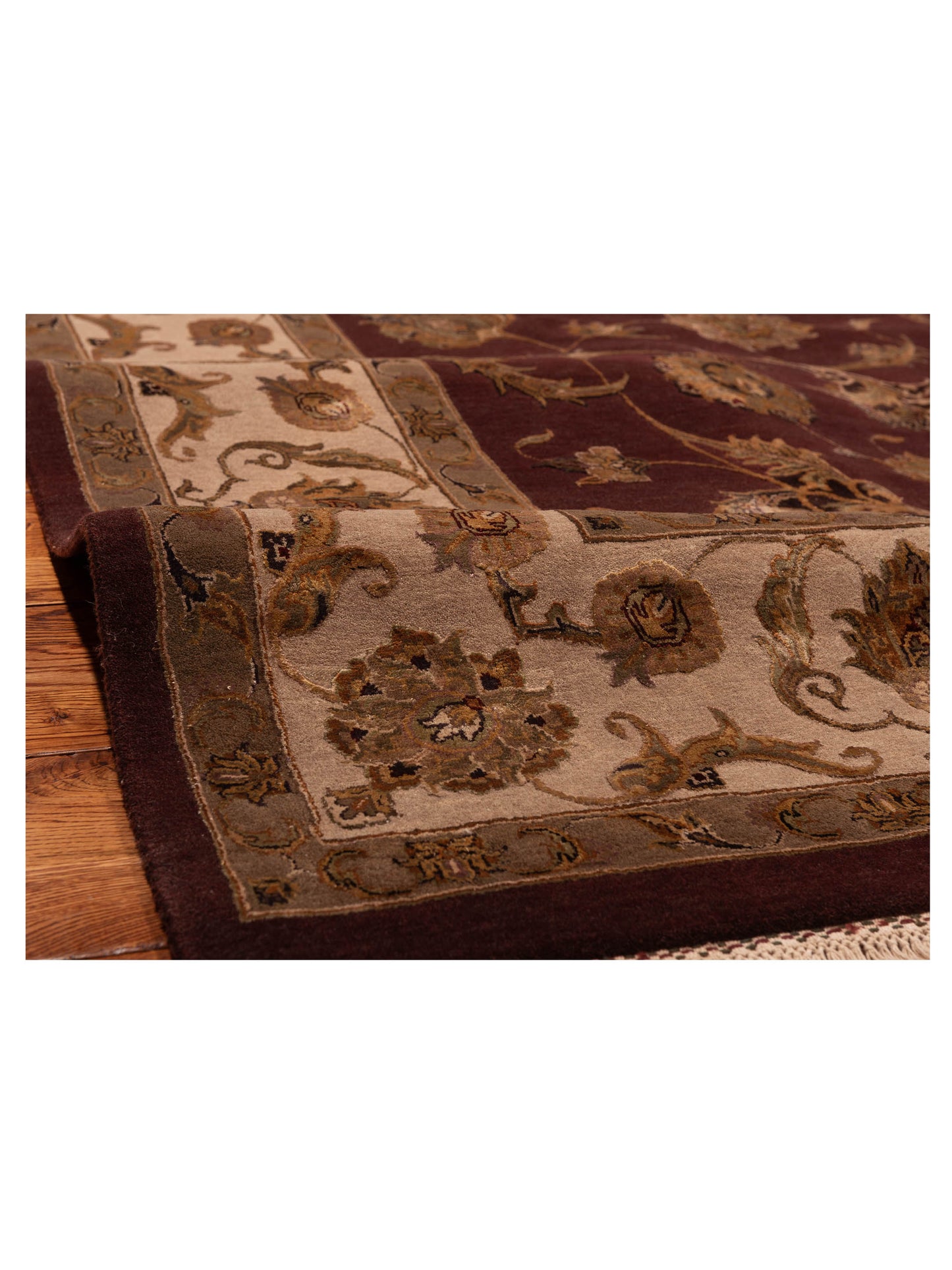 Rajpur Imperial Silk 82593 Plum Beige Transitional Hand Knotted Rug