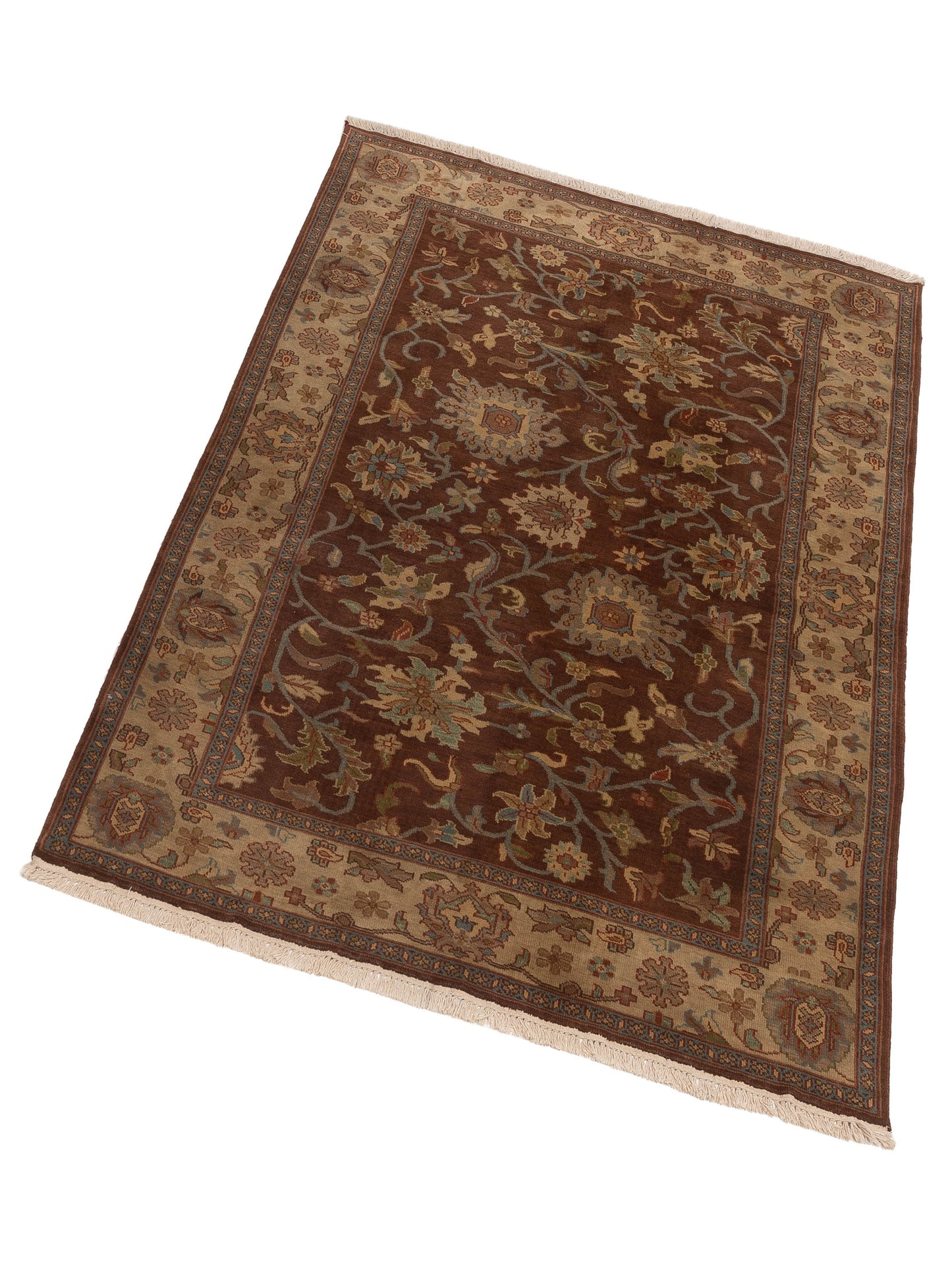 Rajpur Lilac 83934 Brown Ivory Traditional Hand Knotted Rug