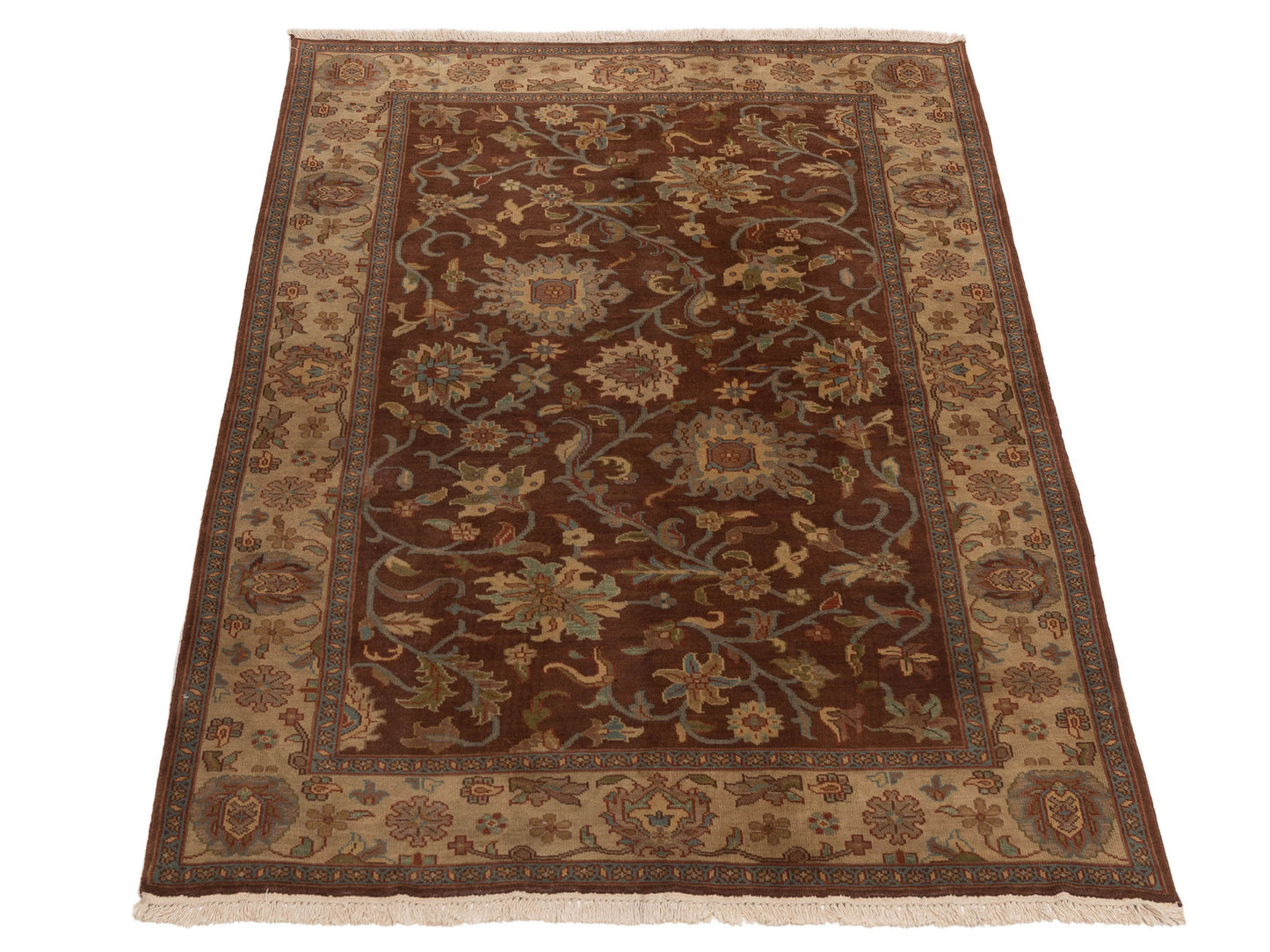 Rajpur Lilac 83934 Brown Ivory Traditional Hand Knotted Rug