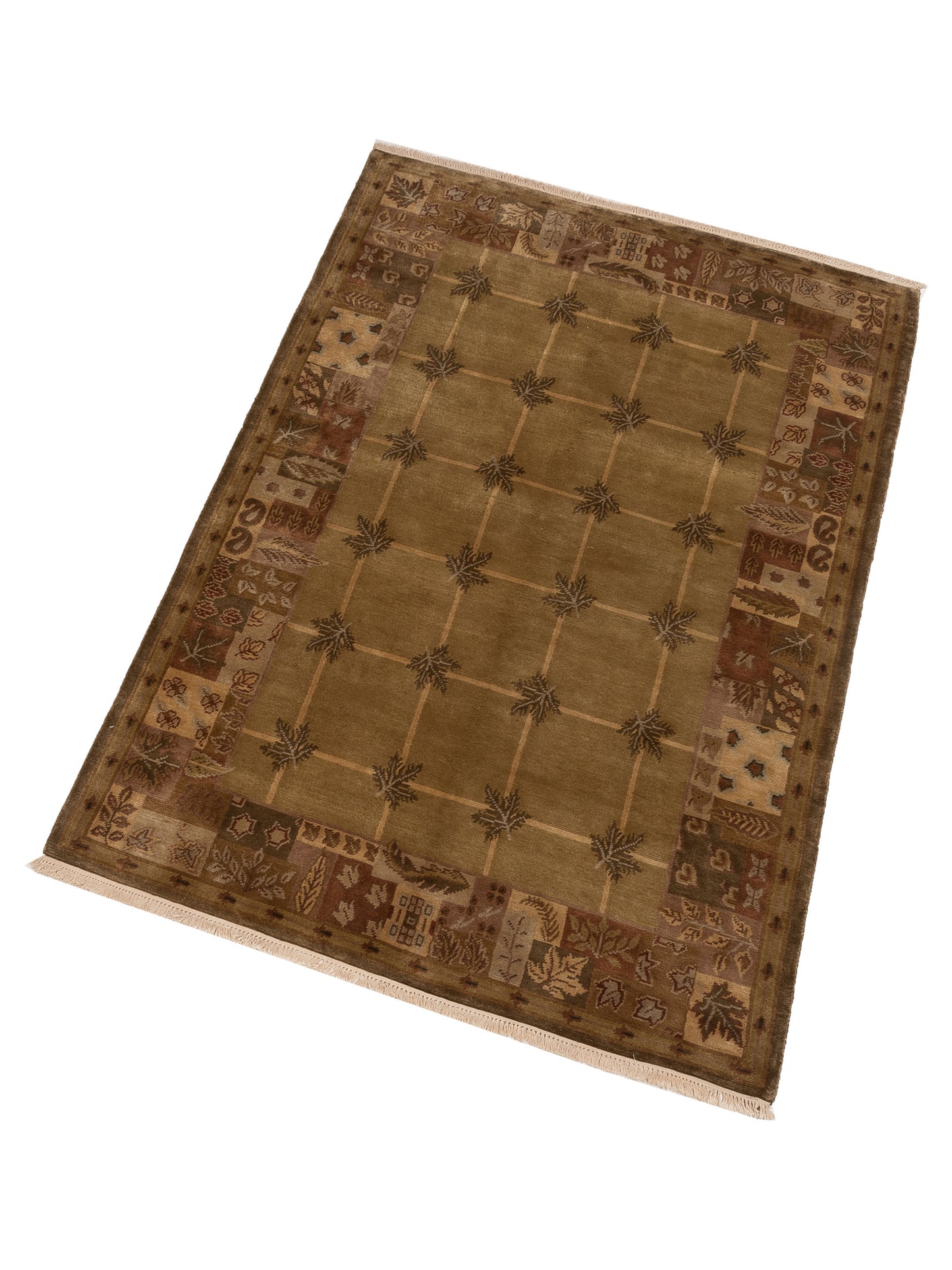 Siena Himalayan 84253 Olive Brown Contemporary Hand Knotted Rug