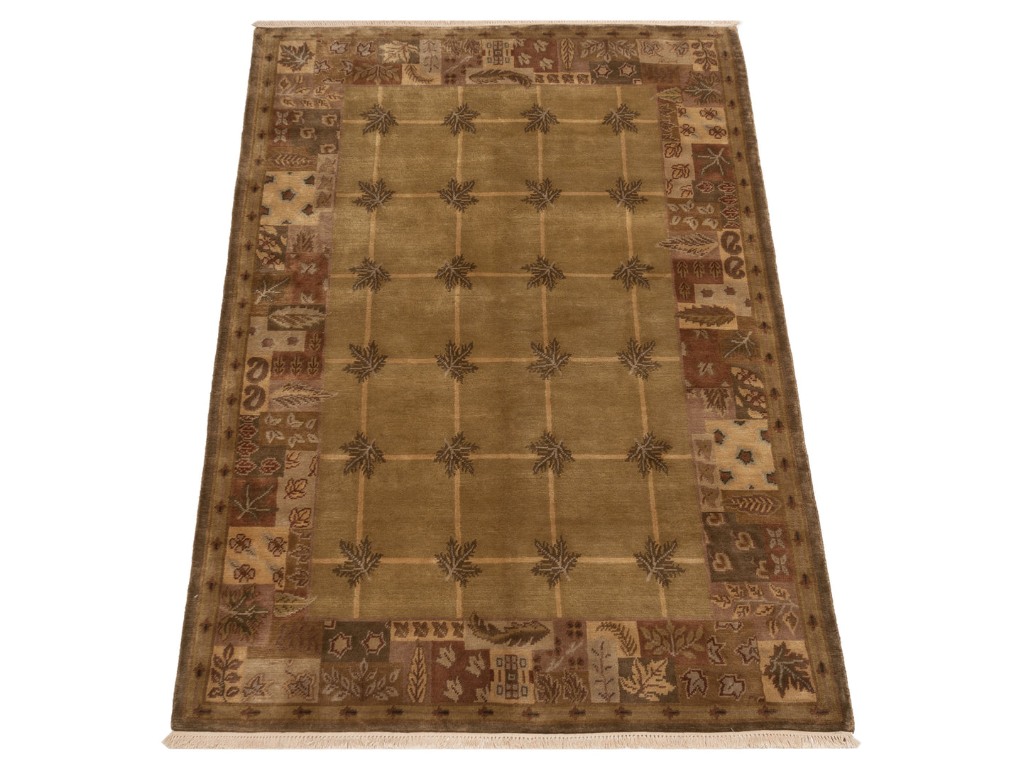 Siena Himalayan 84253 Olive Brown Contemporary Hand Knotted Rug