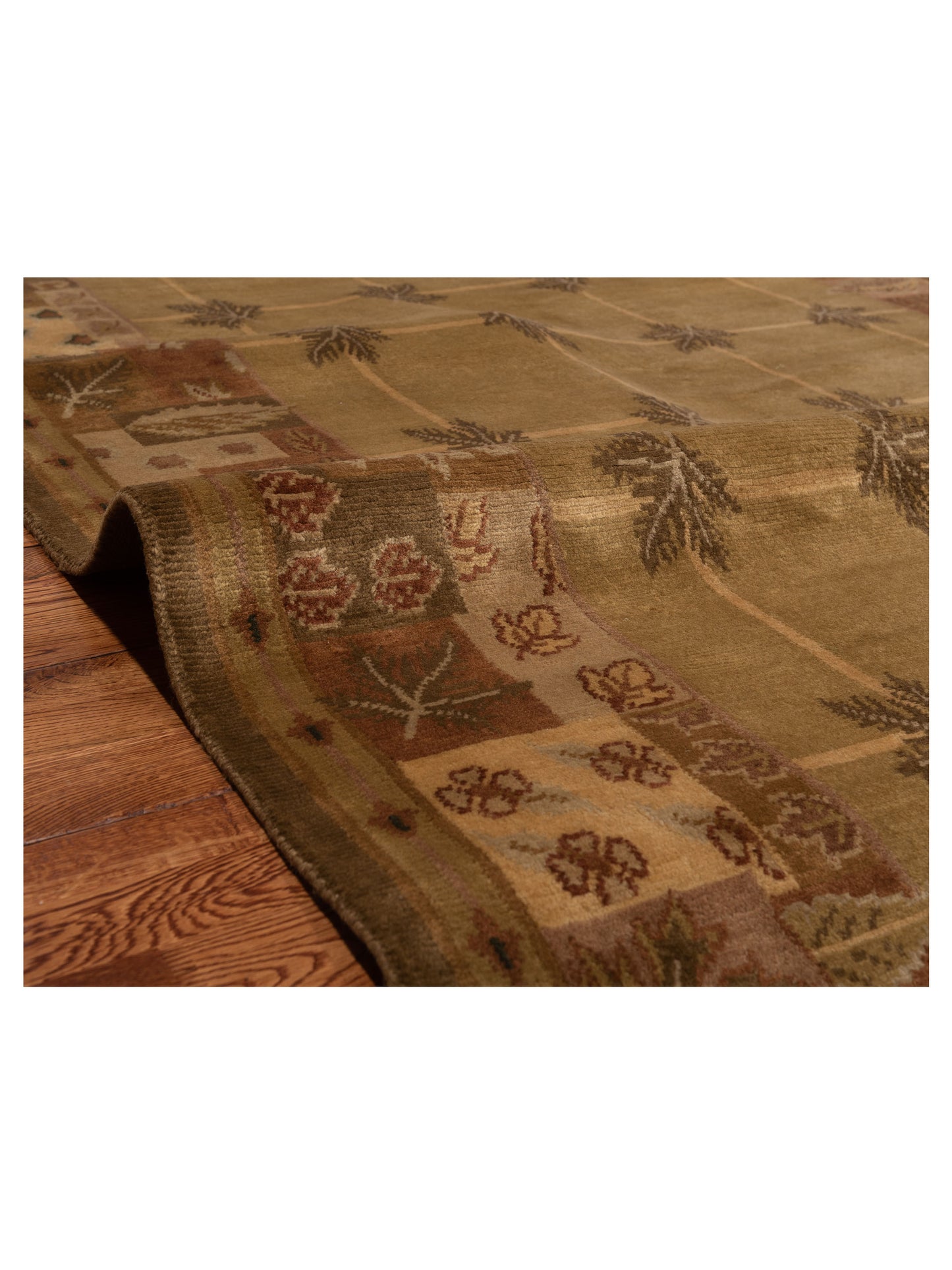 Siena Himalayan 84253 Olive Brown Contemporary Hand Knotted Rug