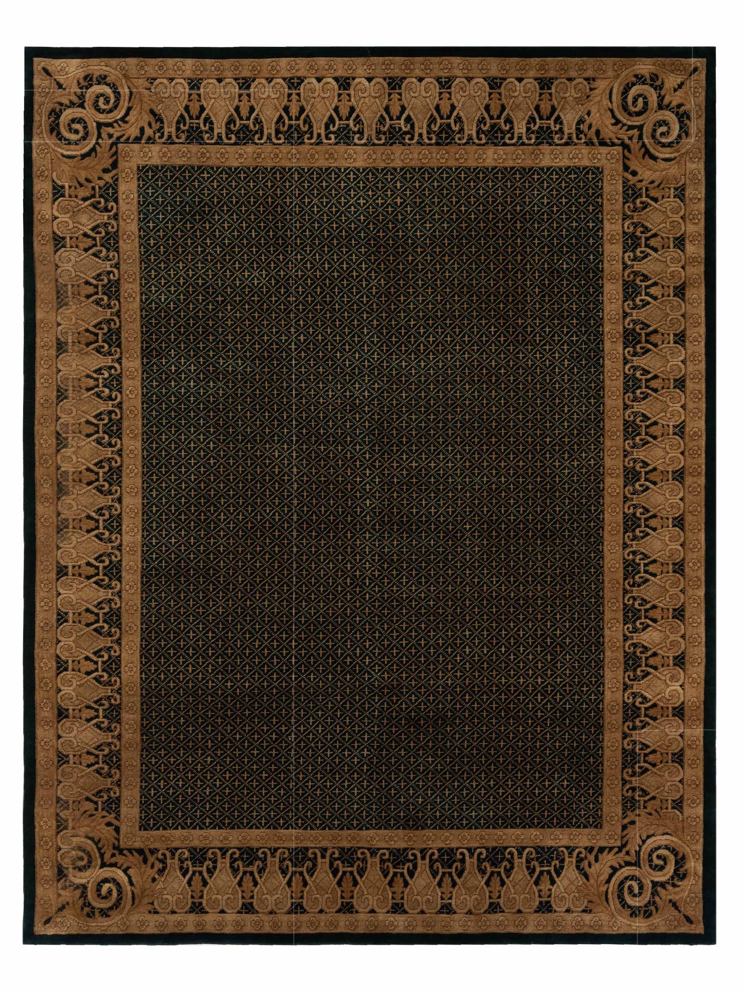 Siena Himalayan 84309 Teal Green Transitional Hand Knotted Rug