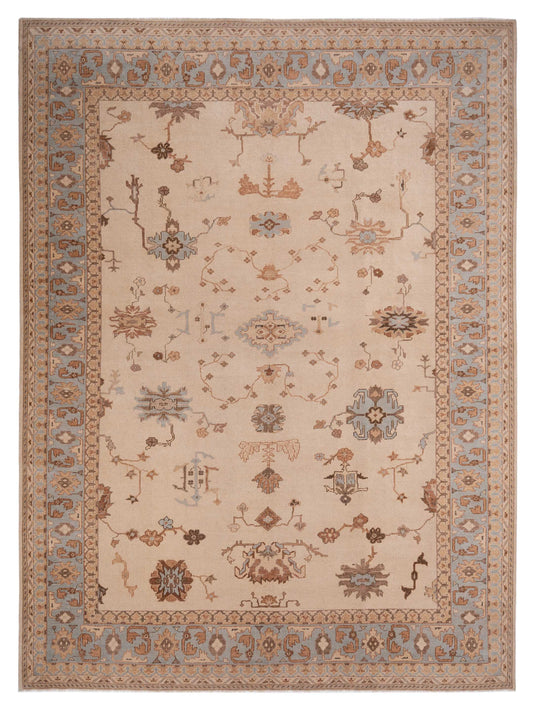 Pasha Authentic Oushak Arzu Ivory Transitional Hand Knotted Rug