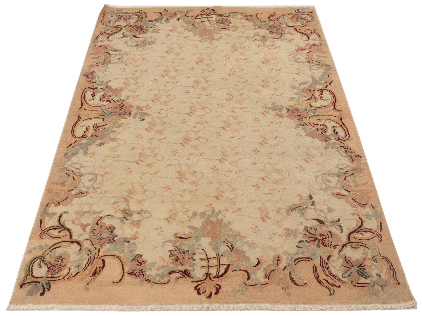 Pasha Antique Loom 93091 Ivory Ivory Transitional Hand Knotted Rug