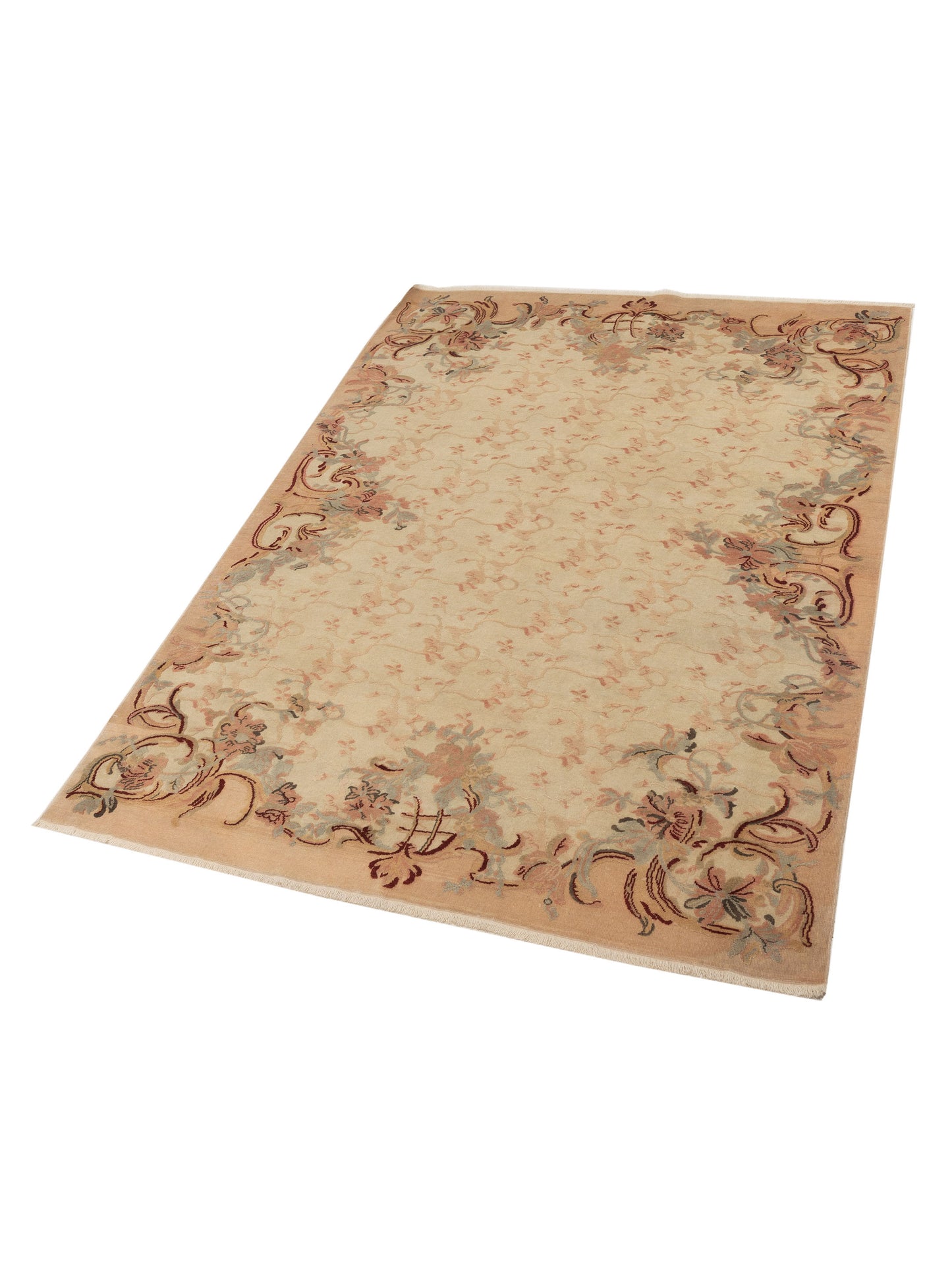 Pasha Antique Loom 93091 Ivory Ivory Transitional Hand Knotted Rug