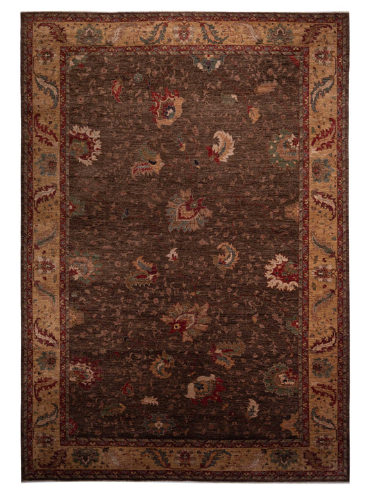 Pasha Elvan Tamer Dark Brown Traditional Hand Knotted Rug