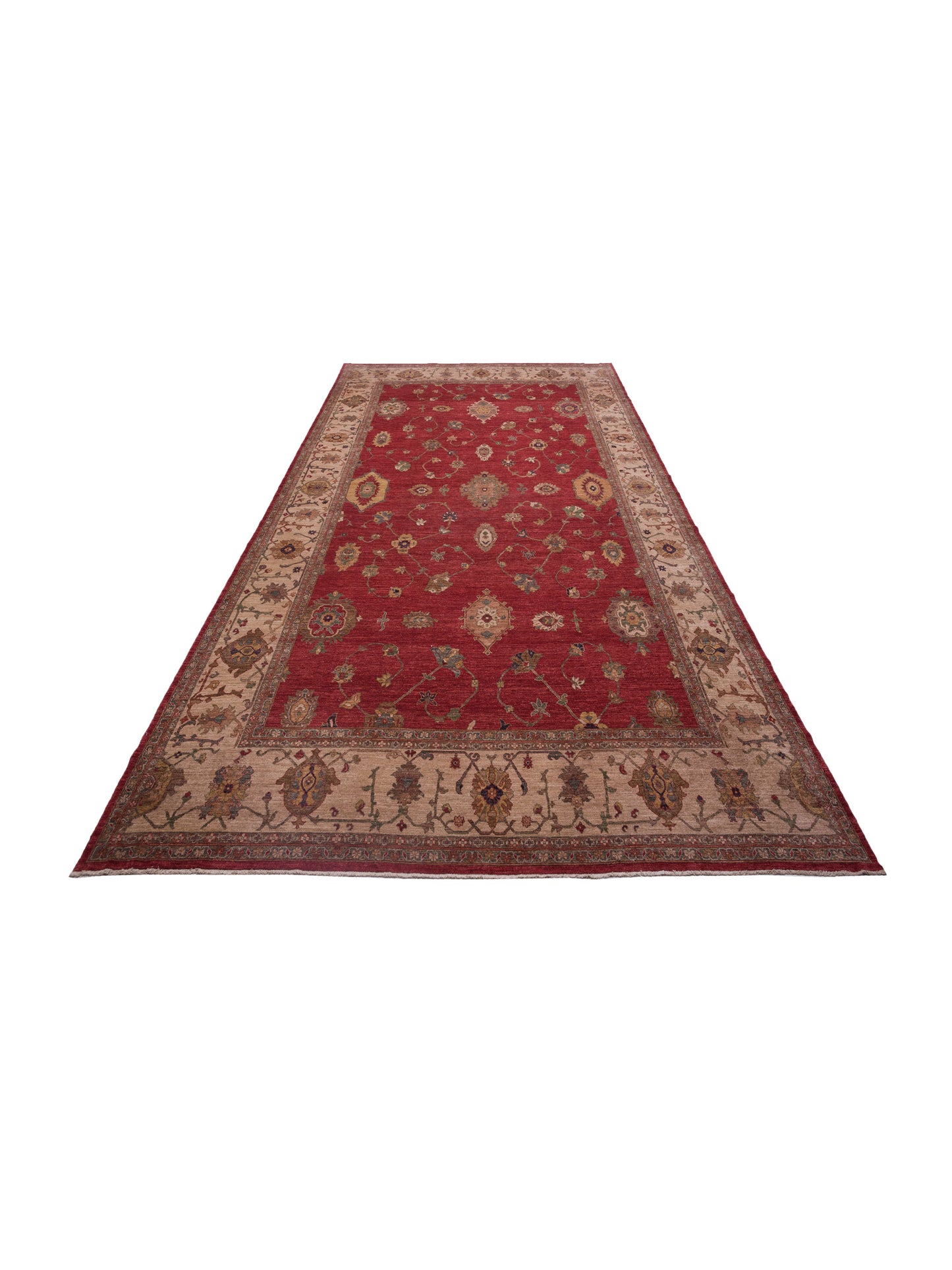 Pasha Elvan Tansu Red Ivory Traditional Hand Knotted Rug